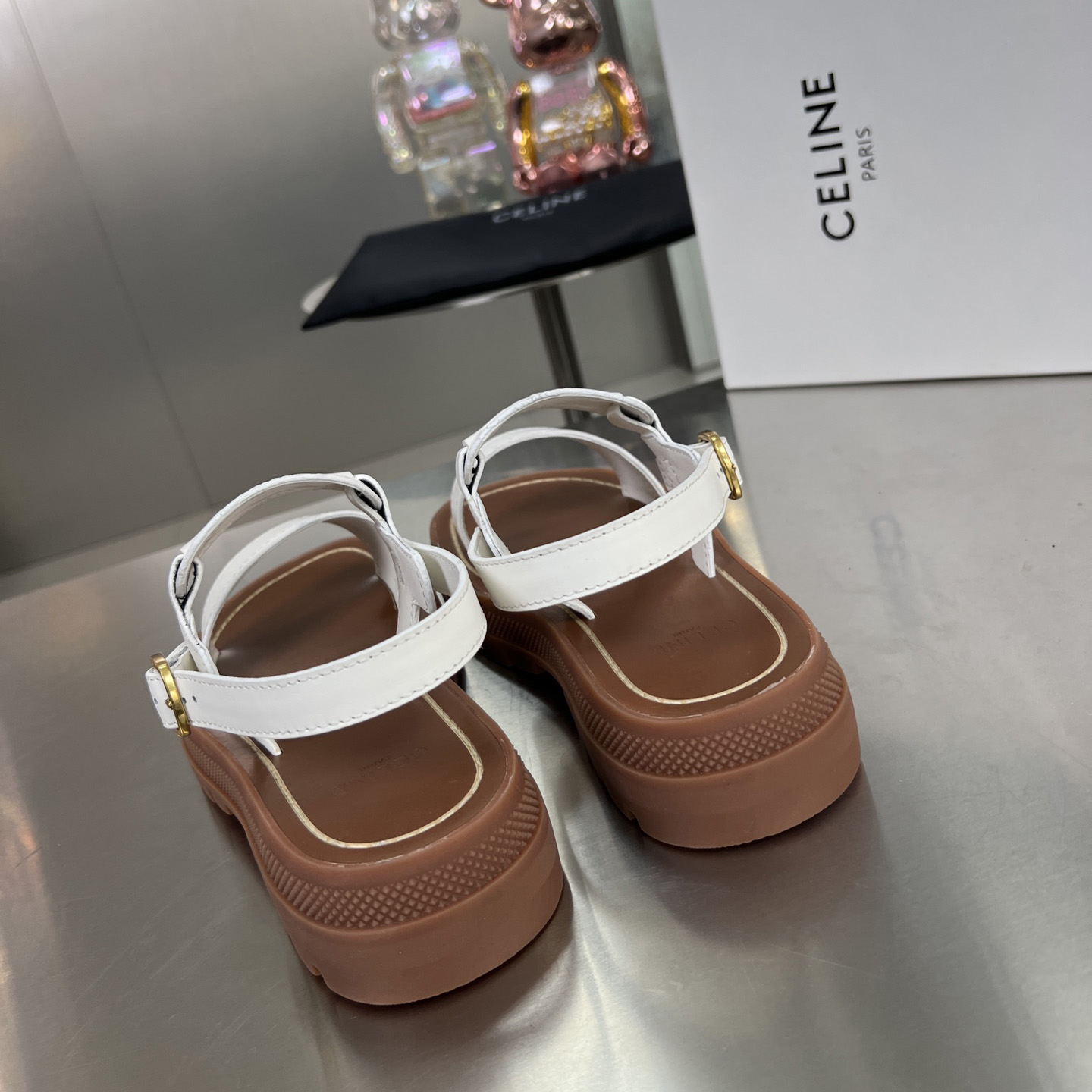 Celine Clea Triomphe Sandal In Vegetable - DesignerGu