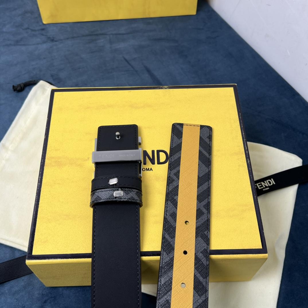 Fendi Reversible Black Leather Belt  - DesignerGu