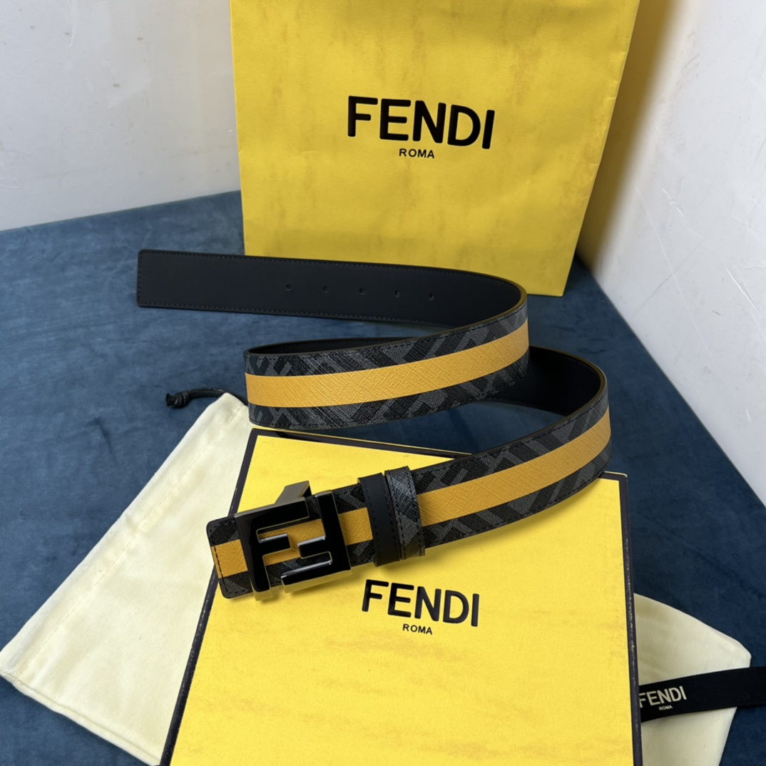 Fendi Reversible Black Leather Belt  - DesignerGu