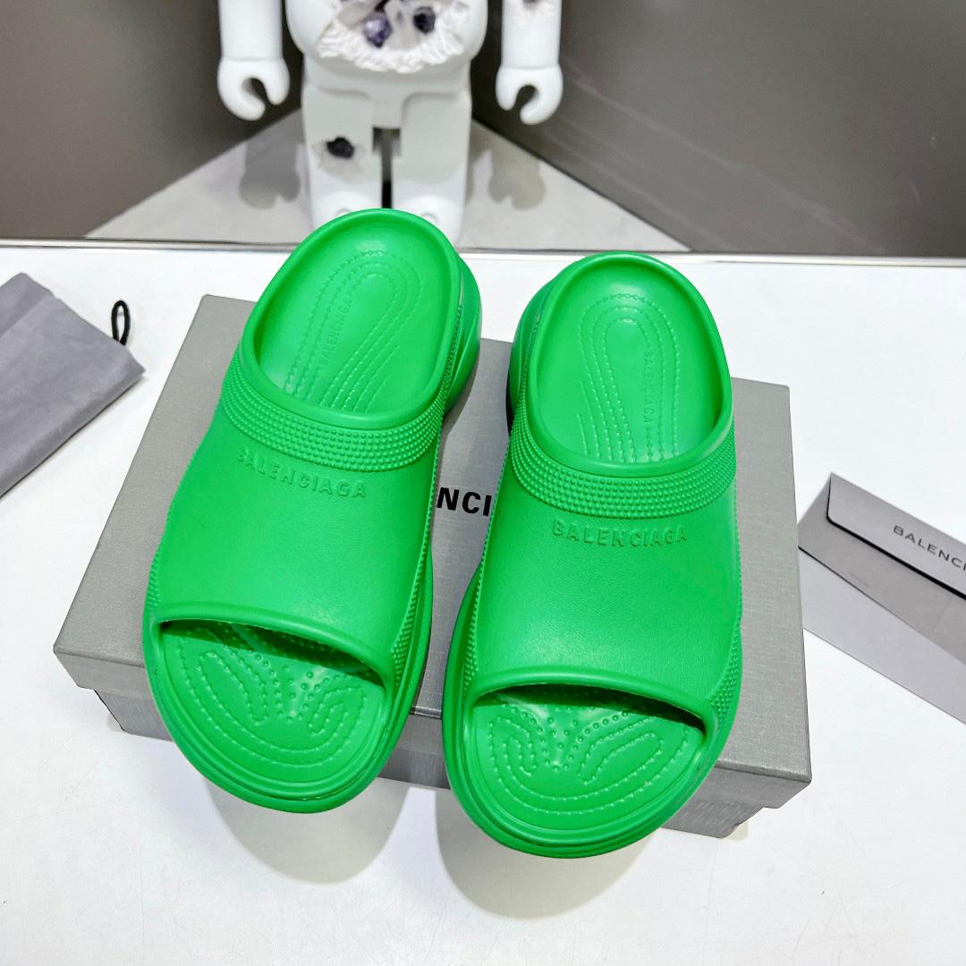 Balenciaga Women's Pool Crocs™ Slide Sandal In Green  - DesignerGu