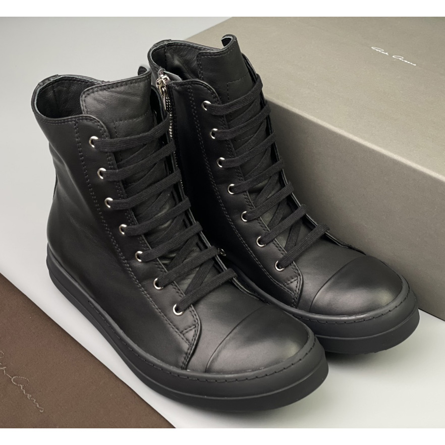 Rick Owens  Leather High Top Sneakers - DesignerGu