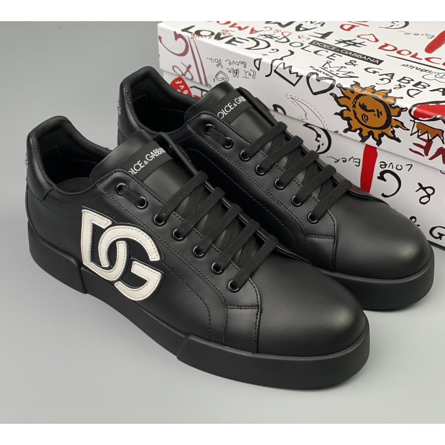 Dolce & Gabbana Calfskin Portofino Sneakers With DG Logo - DesignerGu
