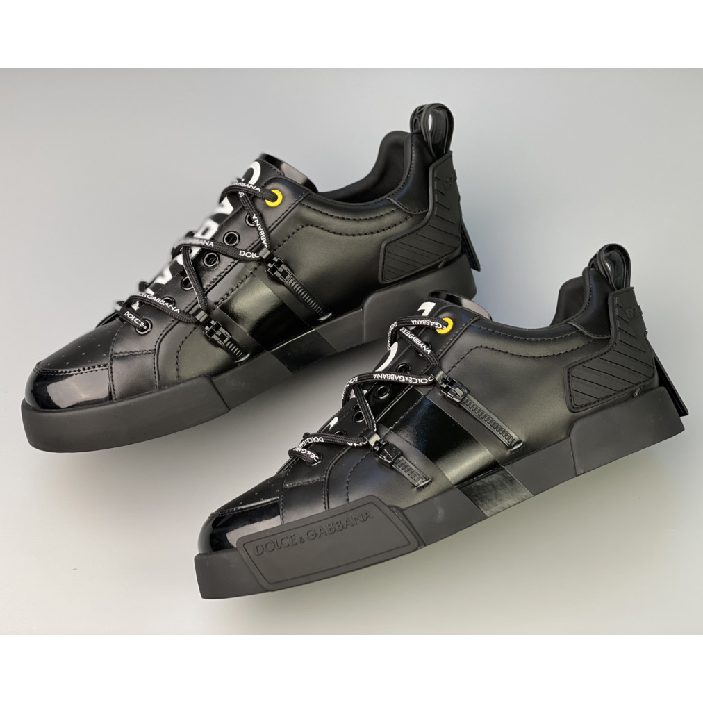 Dolce & Gabbana Portofino Sneakers In Calfskin And Patent Leather - DesignerGu