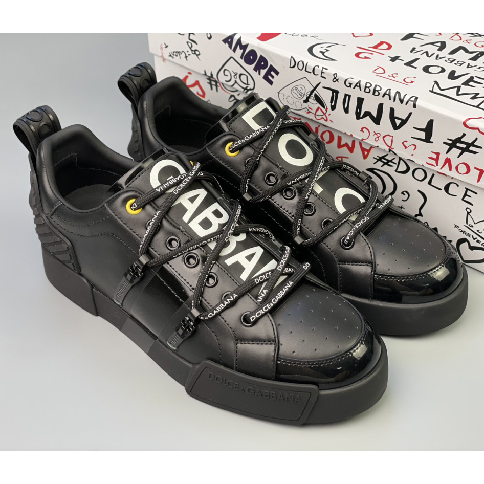 Dolce & Gabbana Portofino Sneakers In Calfskin And Patent Leather - DesignerGu