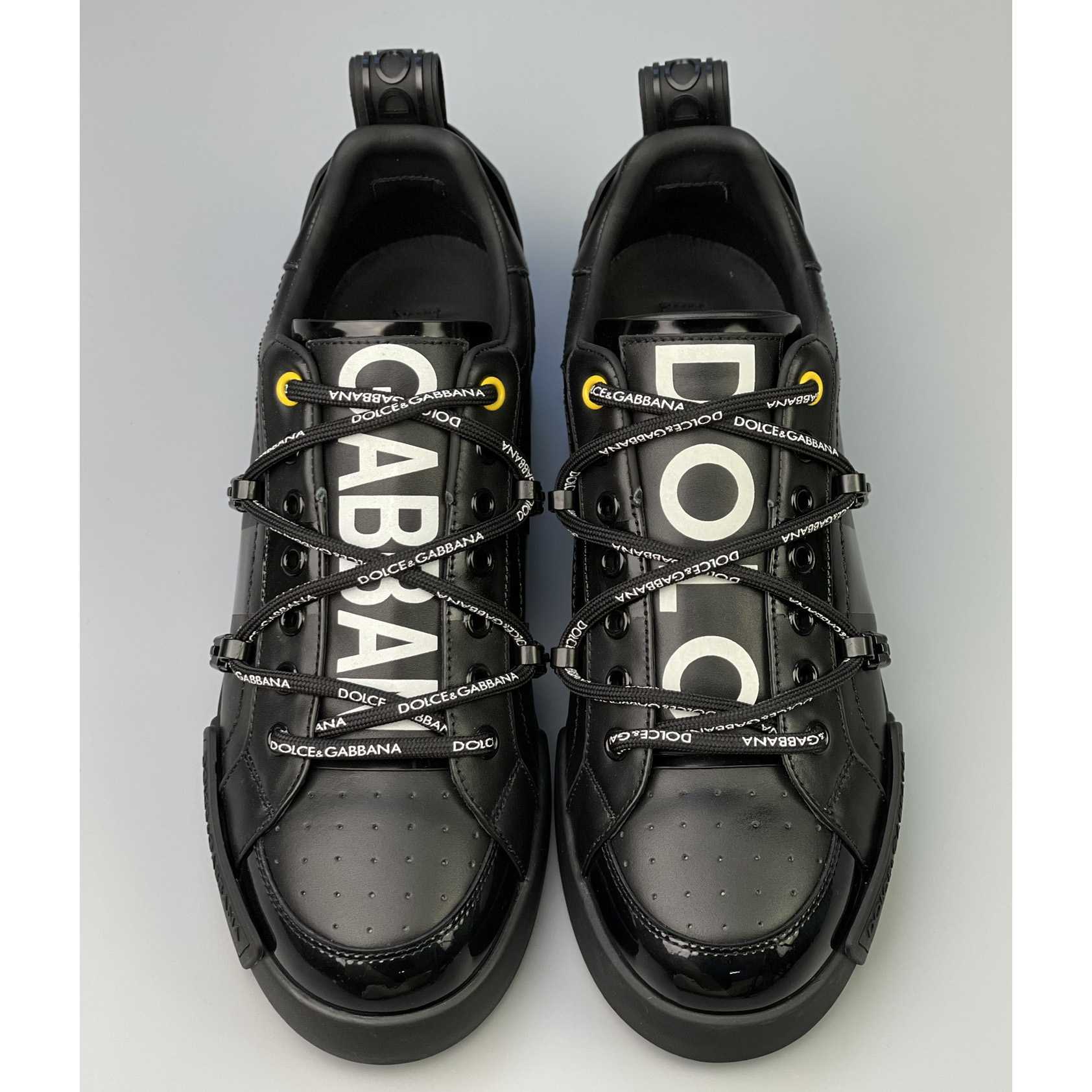 Dolce & Gabbana Portofino Sneakers In Calfskin And Patent Leather - DesignerGu