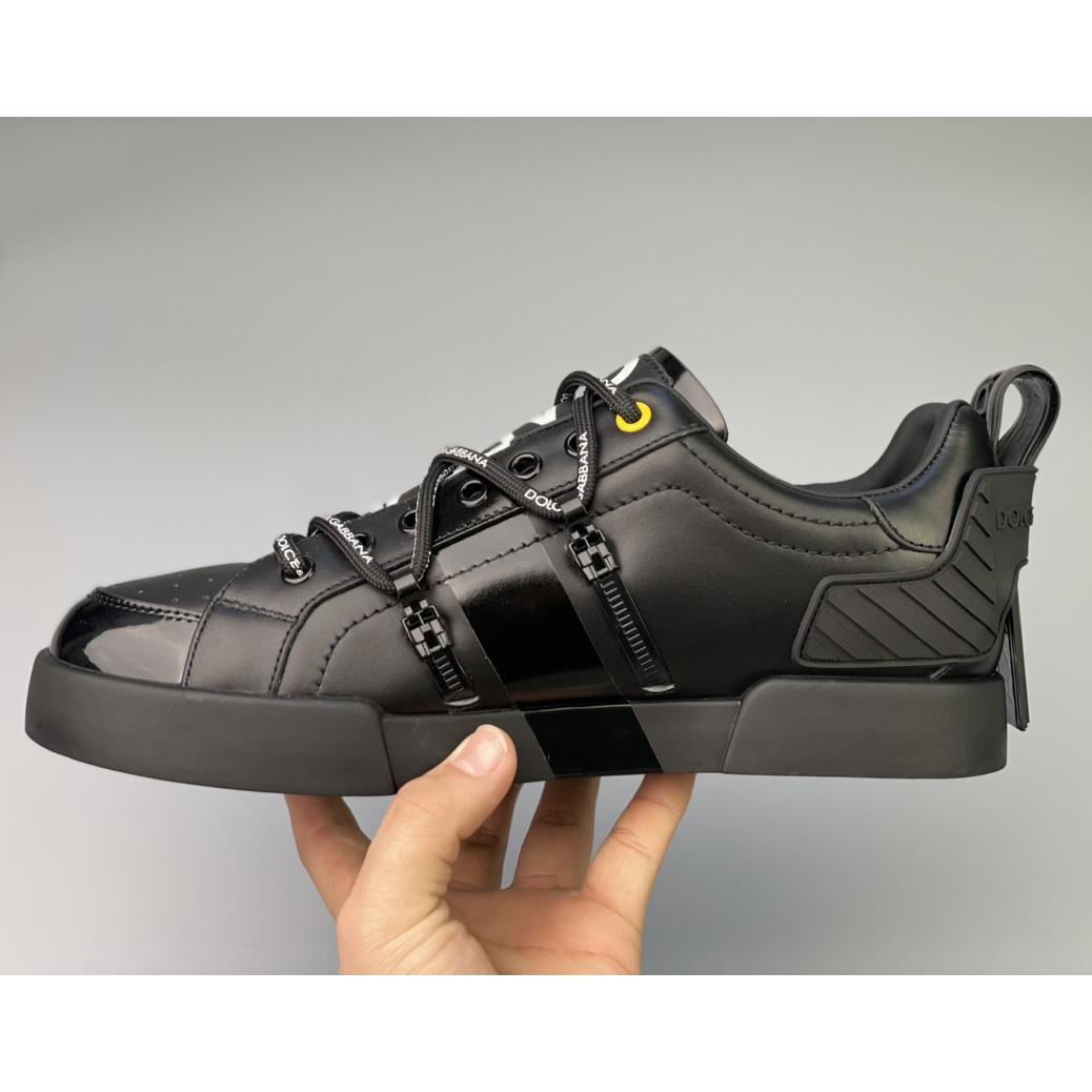 Dolce & Gabbana Portofino Sneakers In Calfskin And Patent Leather - DesignerGu