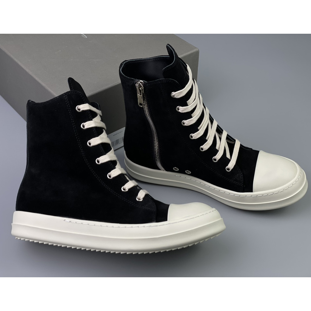 Rick Owens  Leather High Top Sneakers - DesignerGu