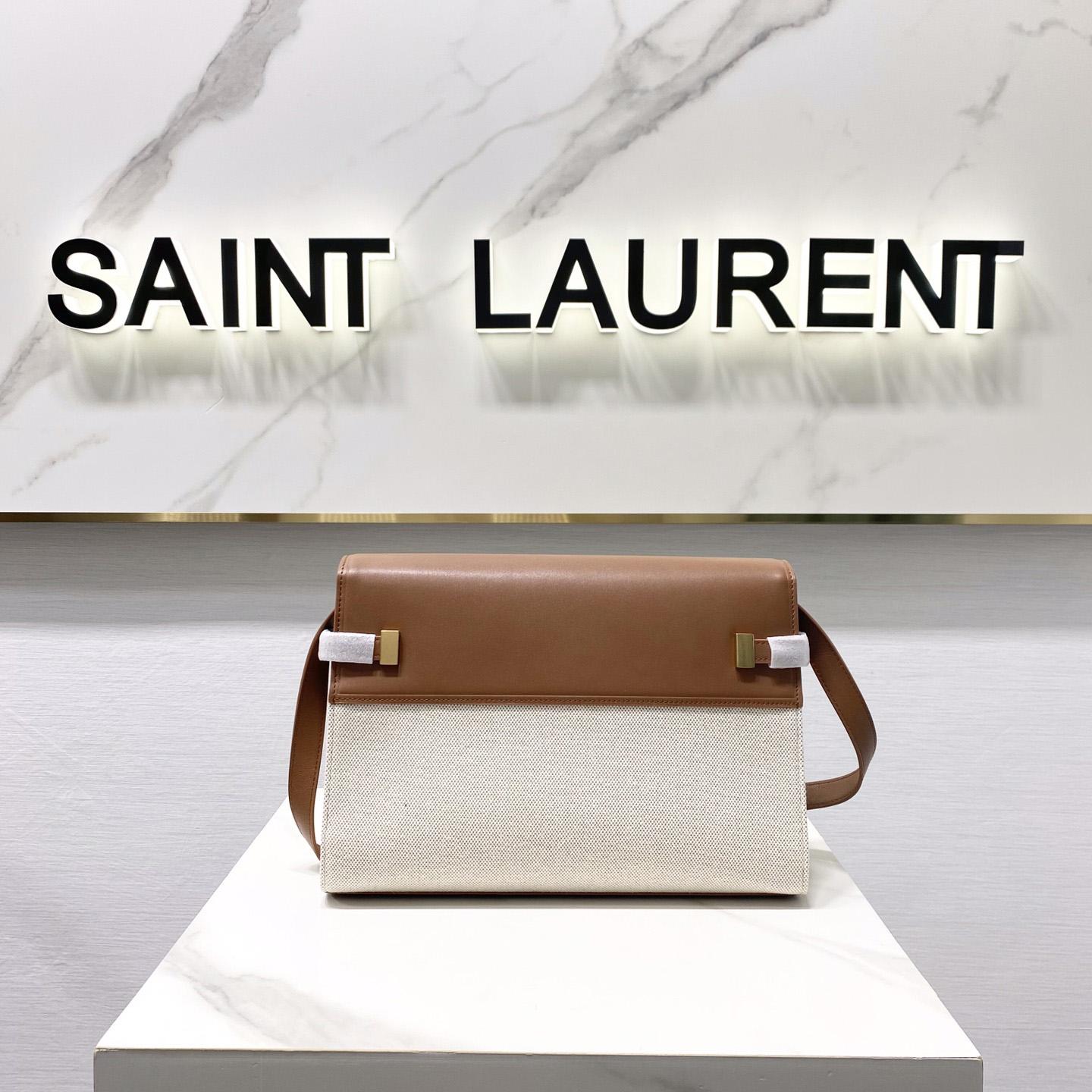 Saint Laurent Manhattan Shoulder Bag In Canvas And Leather - DesignerGu