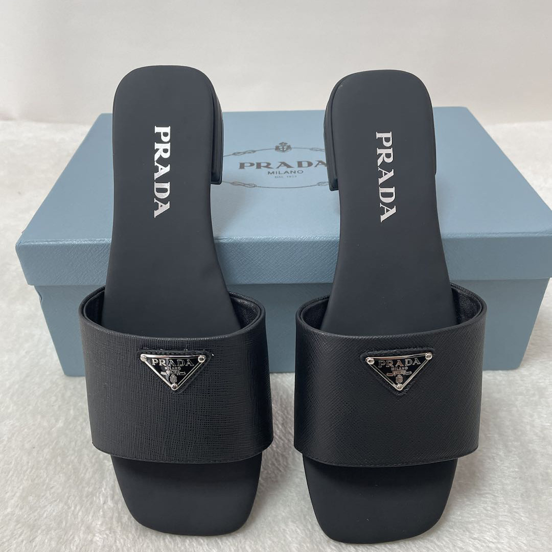 Prada Saffiano Leather Slides - DesignerGu