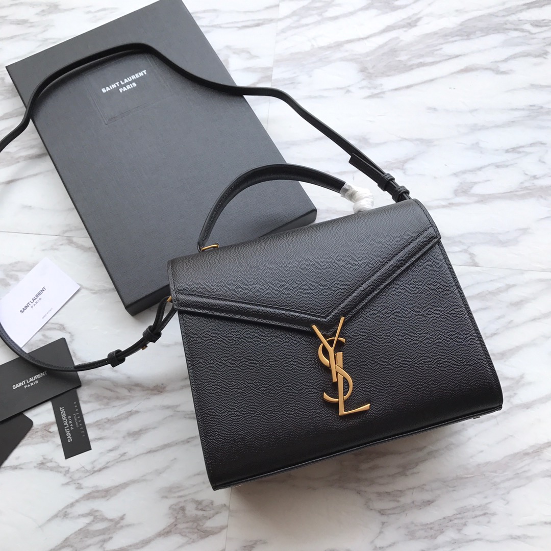 Saint Laurent Cassandra MIni Top Handle Bag In Grain De Poudre Embossed Leather - DesignerGu