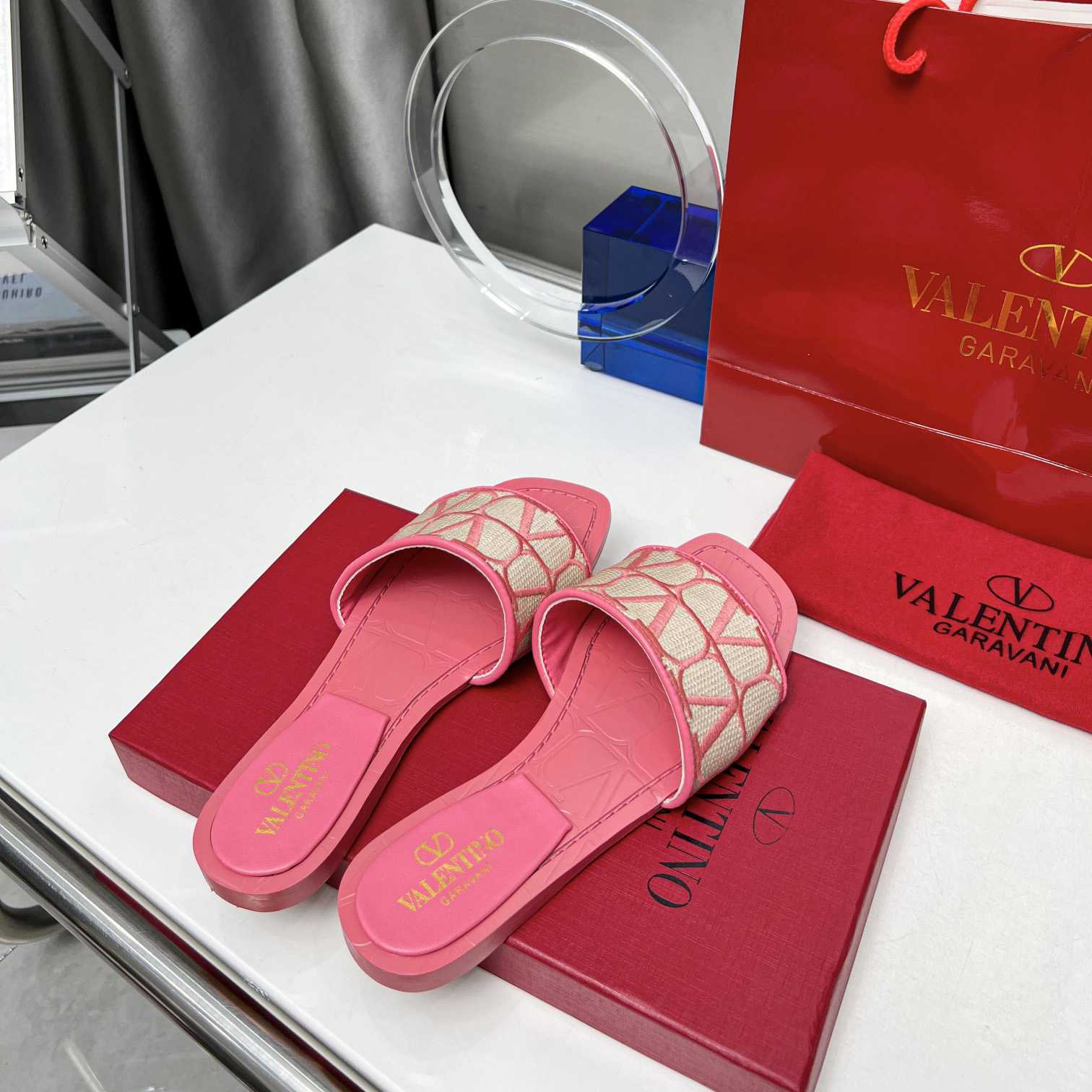 Valenti  Toile Iconographe Slide Sandal  - DesignerGu