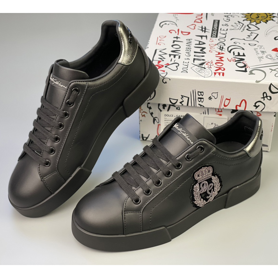 Dolce & Gabbana Calfskin Nappa Portofino Sneakers With Crown Patch - DesignerGu