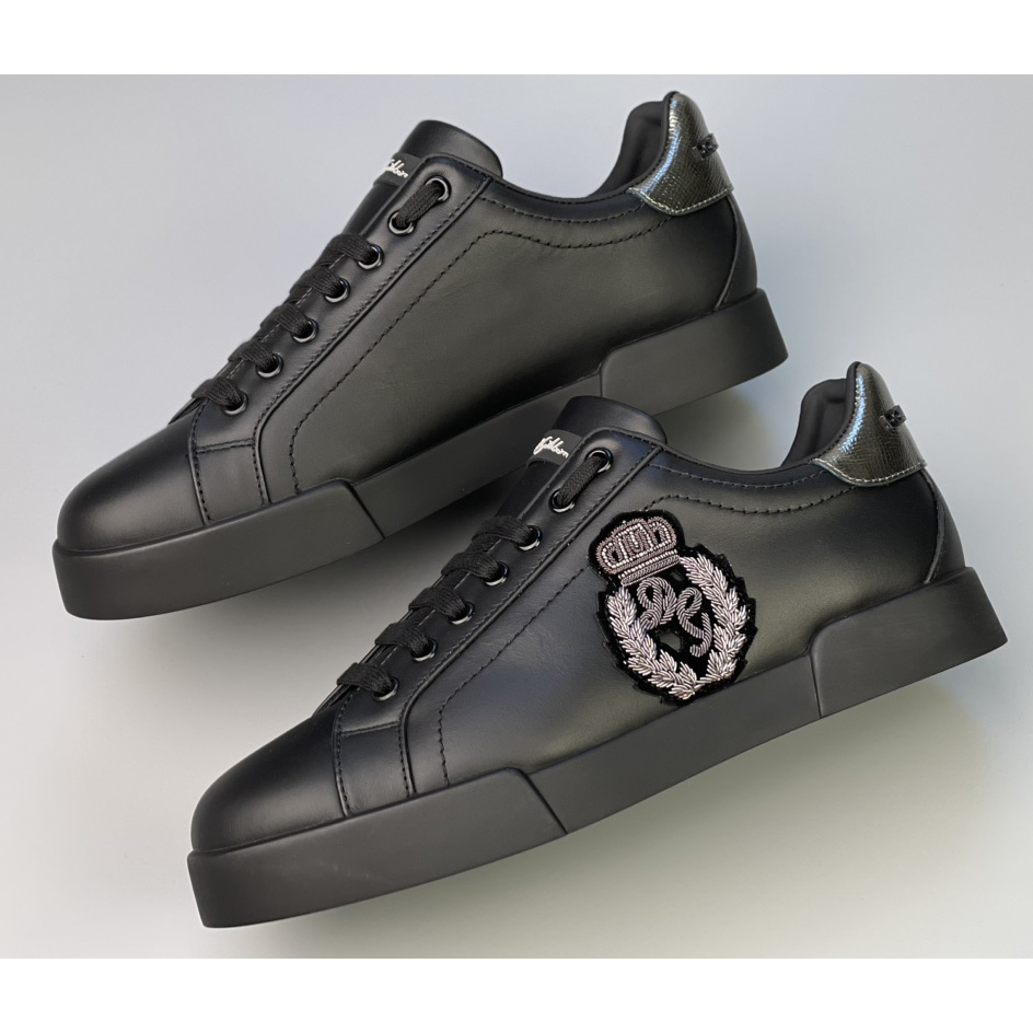 Dolce & Gabbana Calfskin Nappa Portofino Sneakers With Crown Patch - DesignerGu