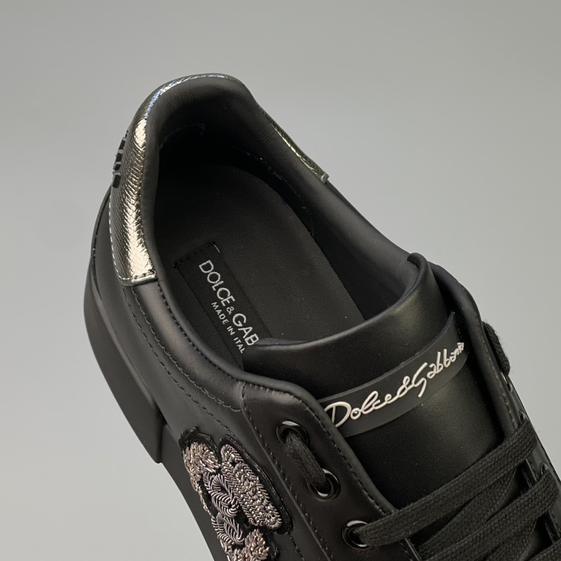 Dolce & Gabbana Calfskin Nappa Portofino Sneakers With Crown Patch - DesignerGu