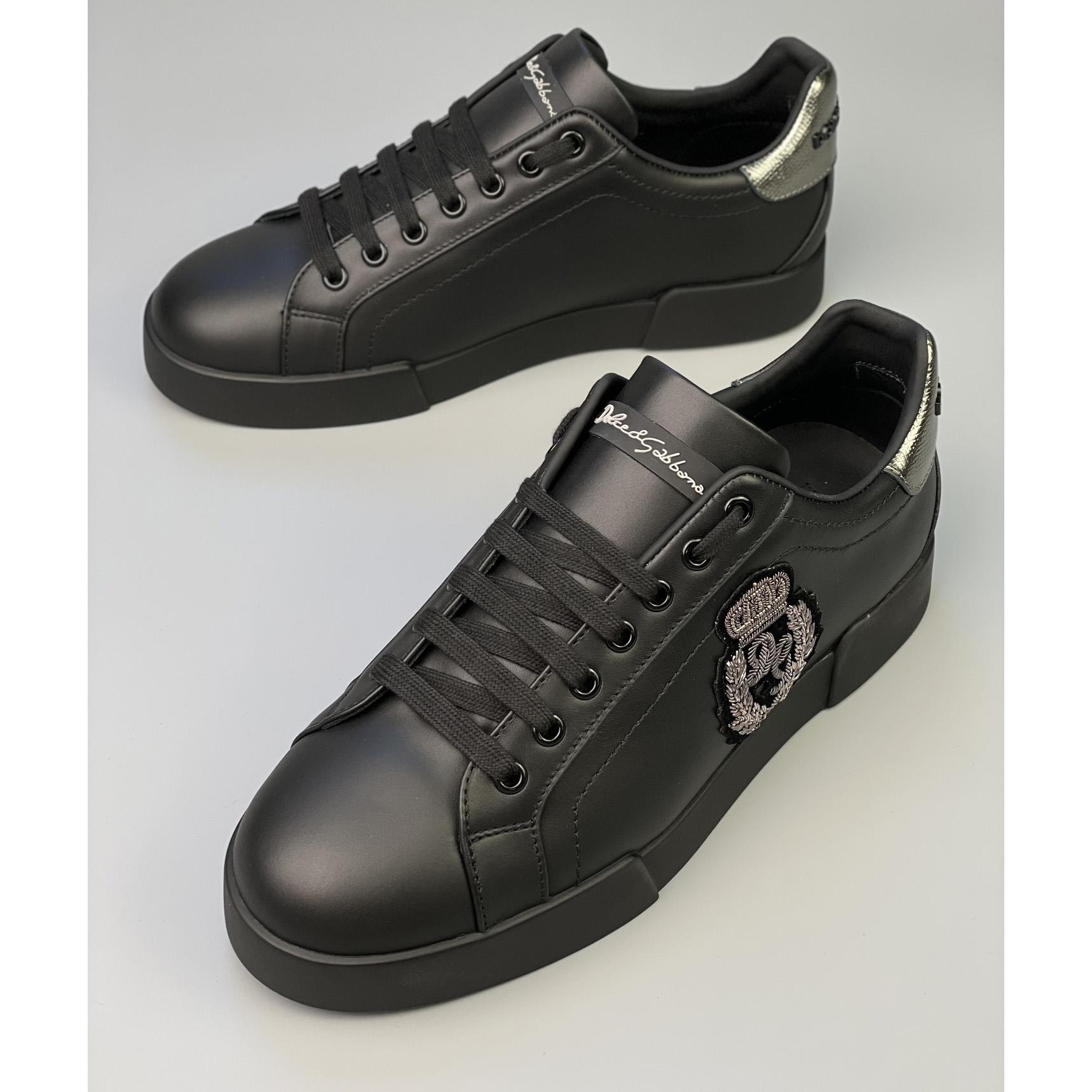 Dolce & Gabbana Calfskin Nappa Portofino Sneakers With Crown Patch - DesignerGu