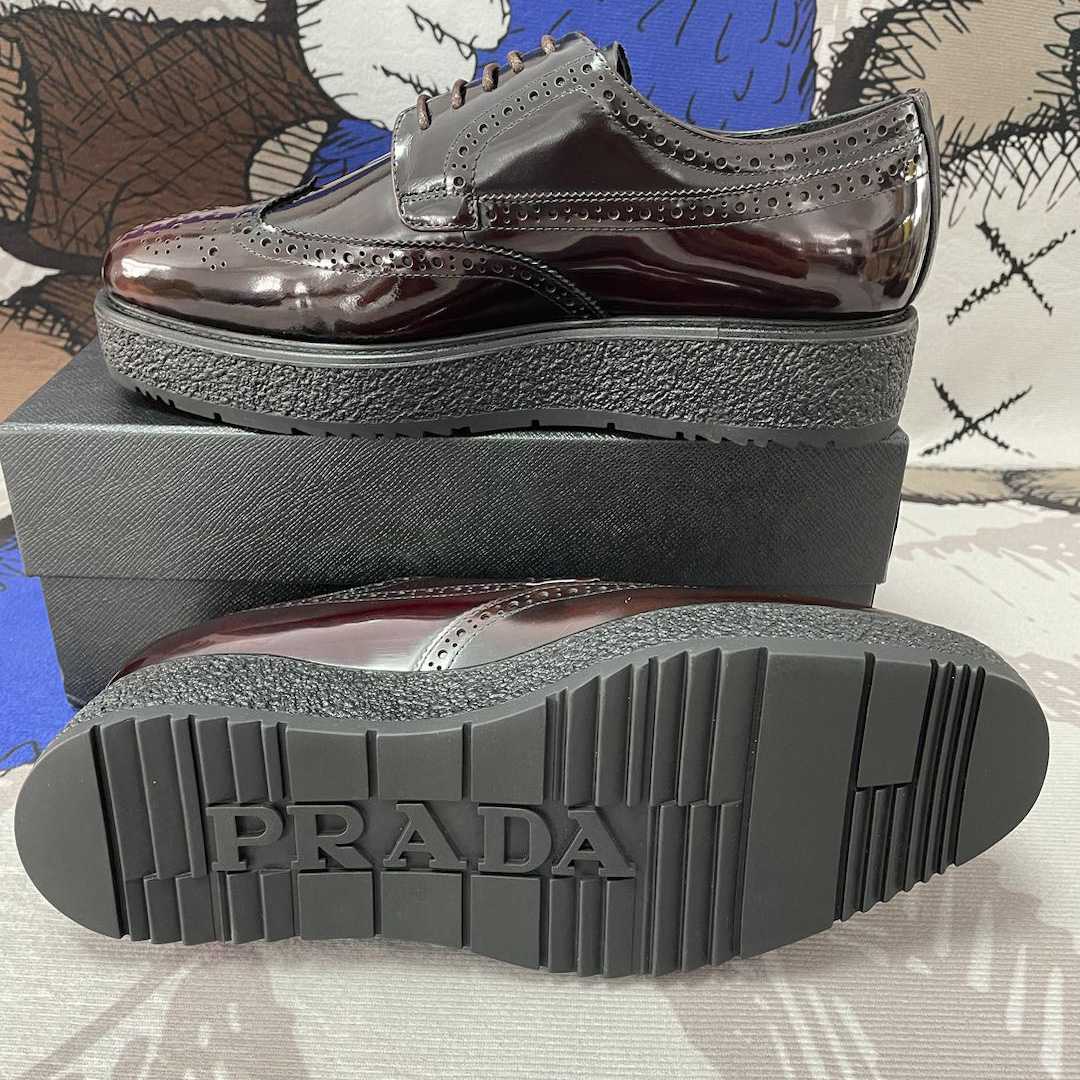 Prada Two Tone Brogue Leather Lace Up Derby(Upon UK Size) - DesignerGu