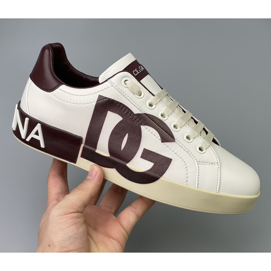 Dolce & Gabbana Calfskin Portofino Sneakers With DG Logo - DesignerGu