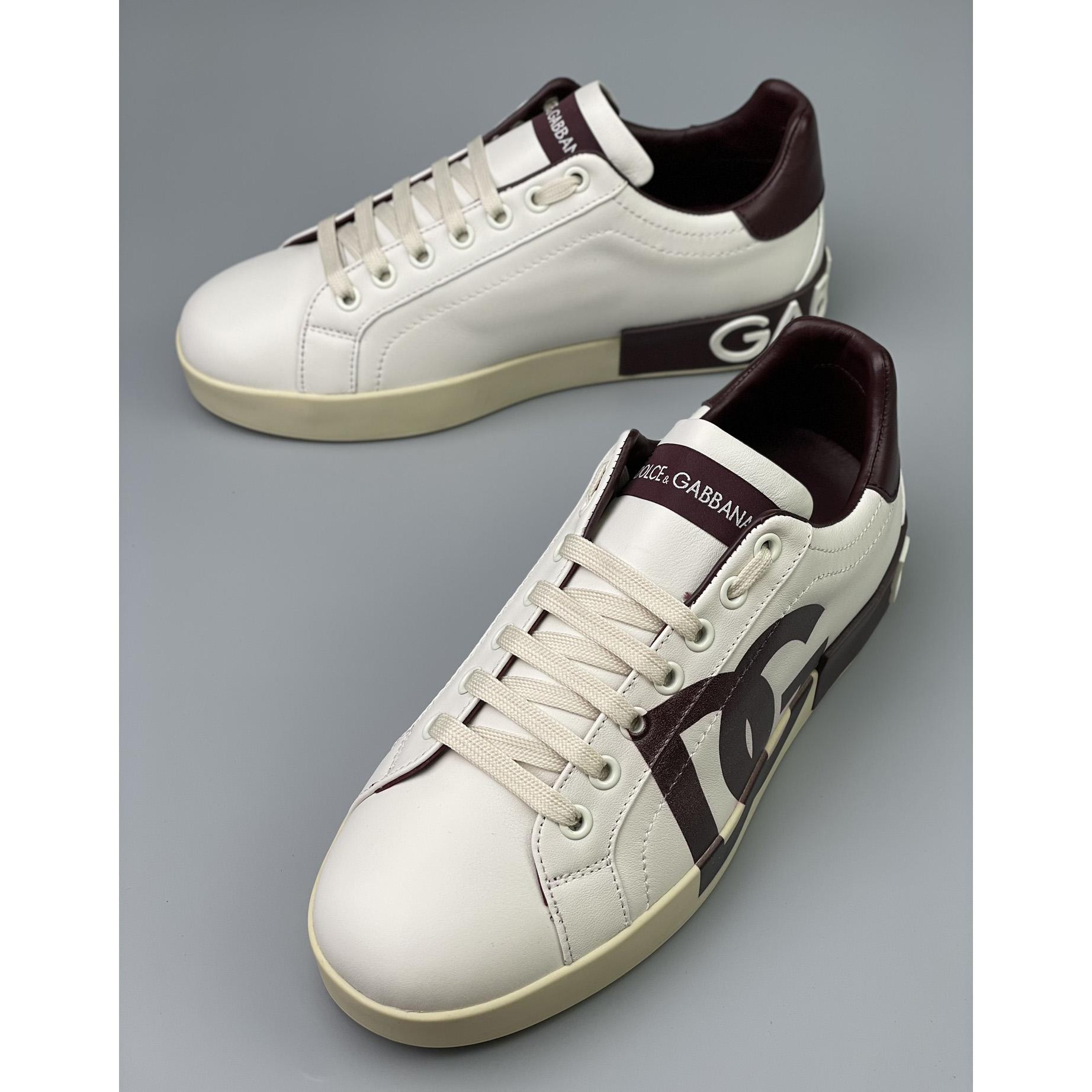 Dolce & Gabbana Calfskin Portofino Sneakers With DG Logo - DesignerGu