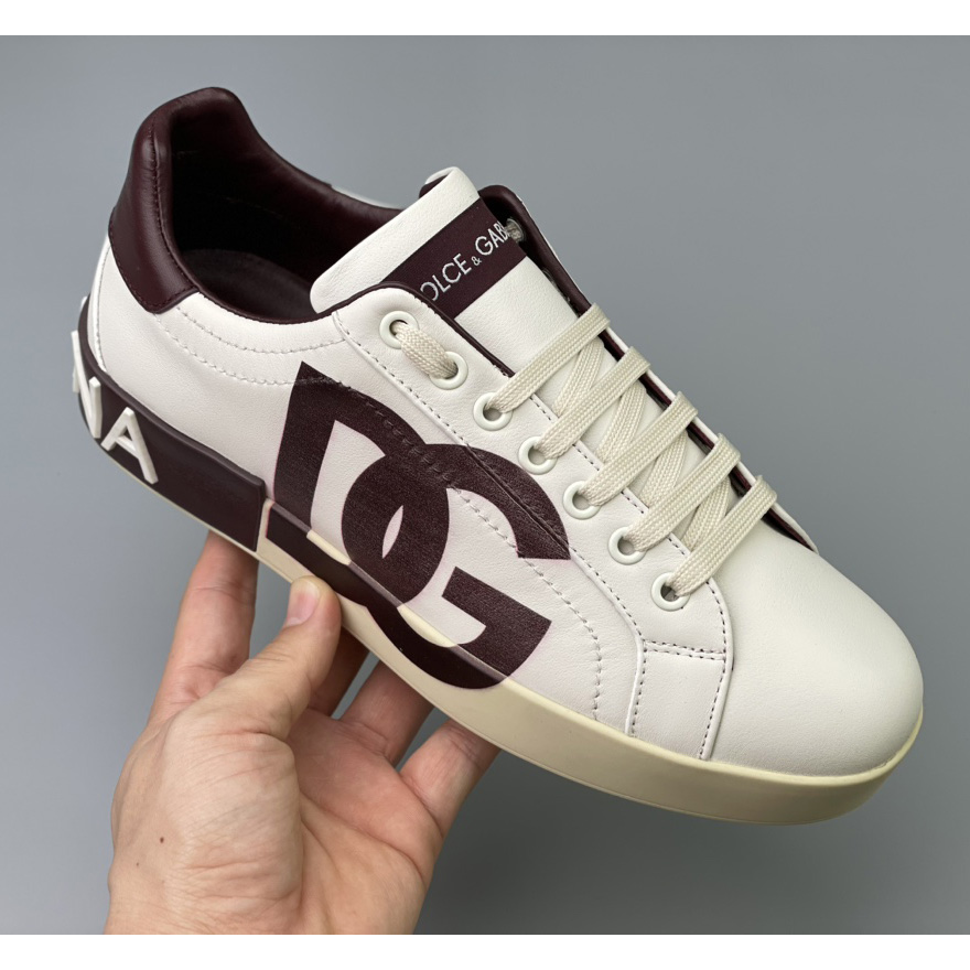 Dolce & Gabbana Calfskin Portofino Sneakers With DG Logo - DesignerGu