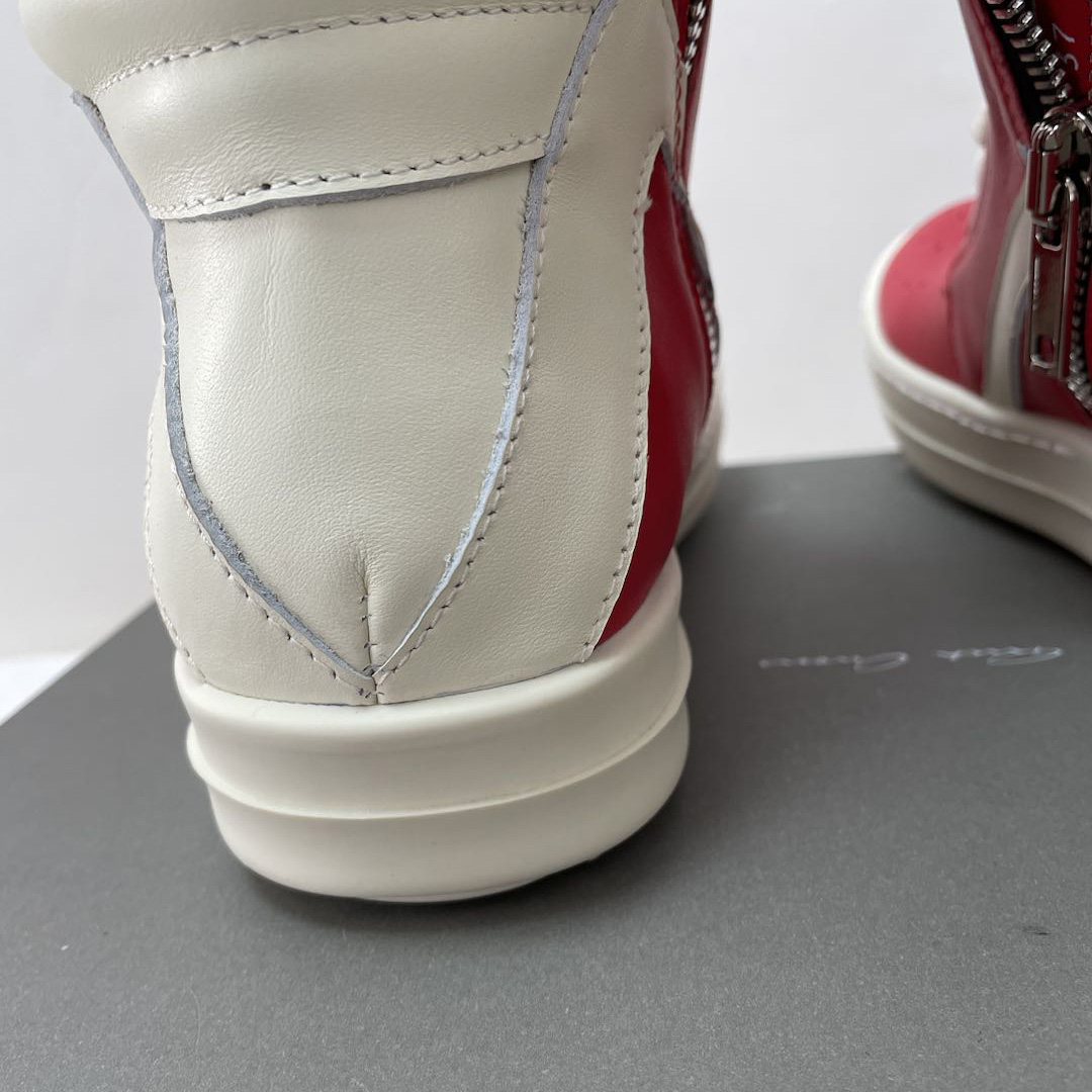 Rick Owens Red Geobasket High-Top Sneakers - DesignerGu