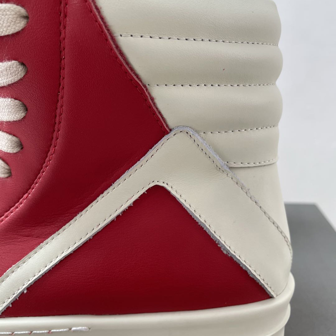 Rick Owens Red Geobasket High-Top Sneakers - DesignerGu