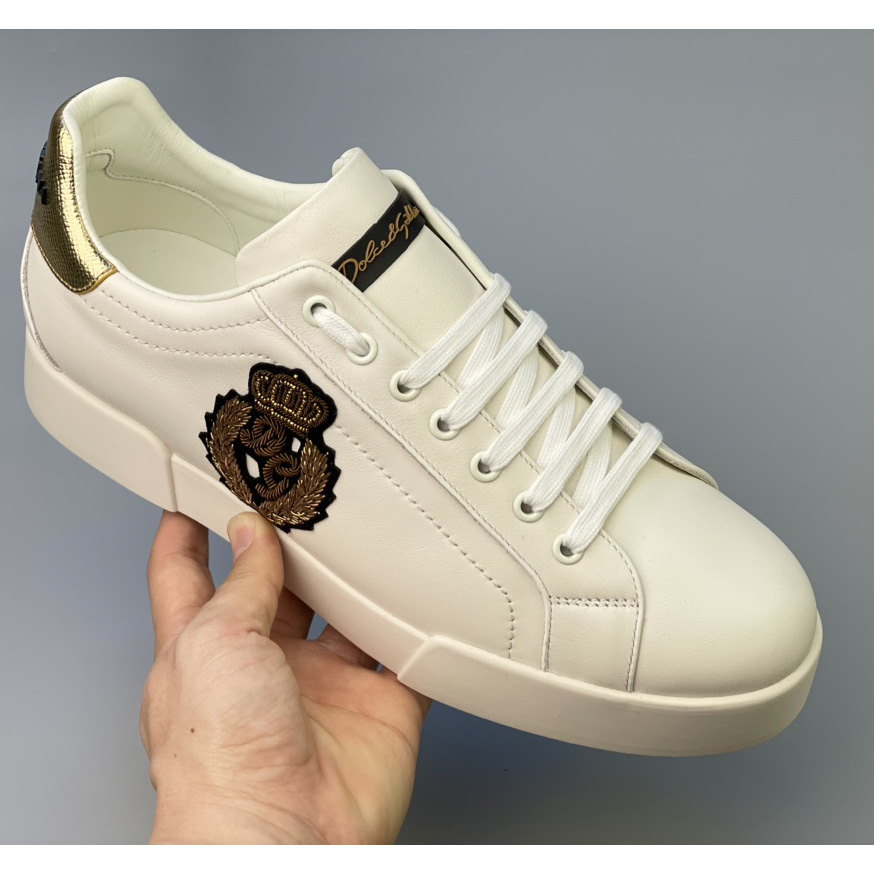 Dolce & Gabbana Calfskin Nappa Portofino Sneakers With Crown Patch - DesignerGu