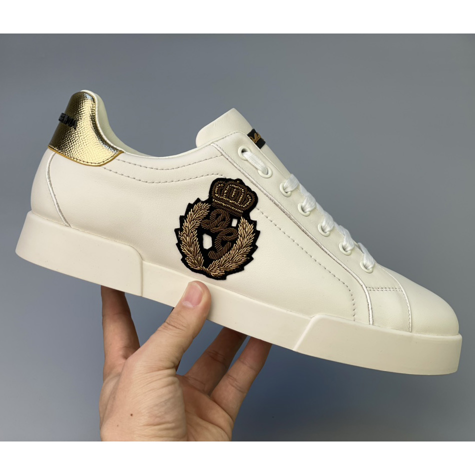 Dolce & Gabbana Calfskin Nappa Portofino Sneakers With Crown Patch - DesignerGu