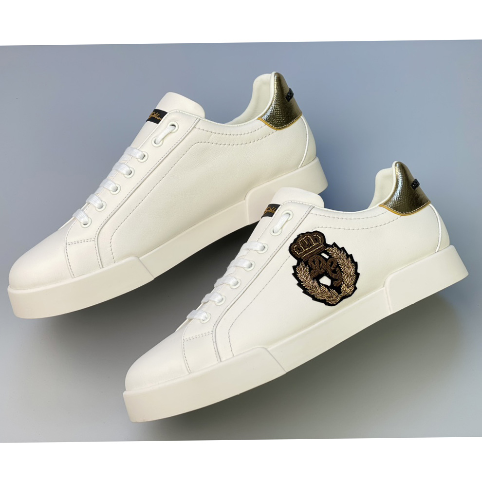 Dolce & Gabbana Calfskin Nappa Portofino Sneakers With Crown Patch - DesignerGu