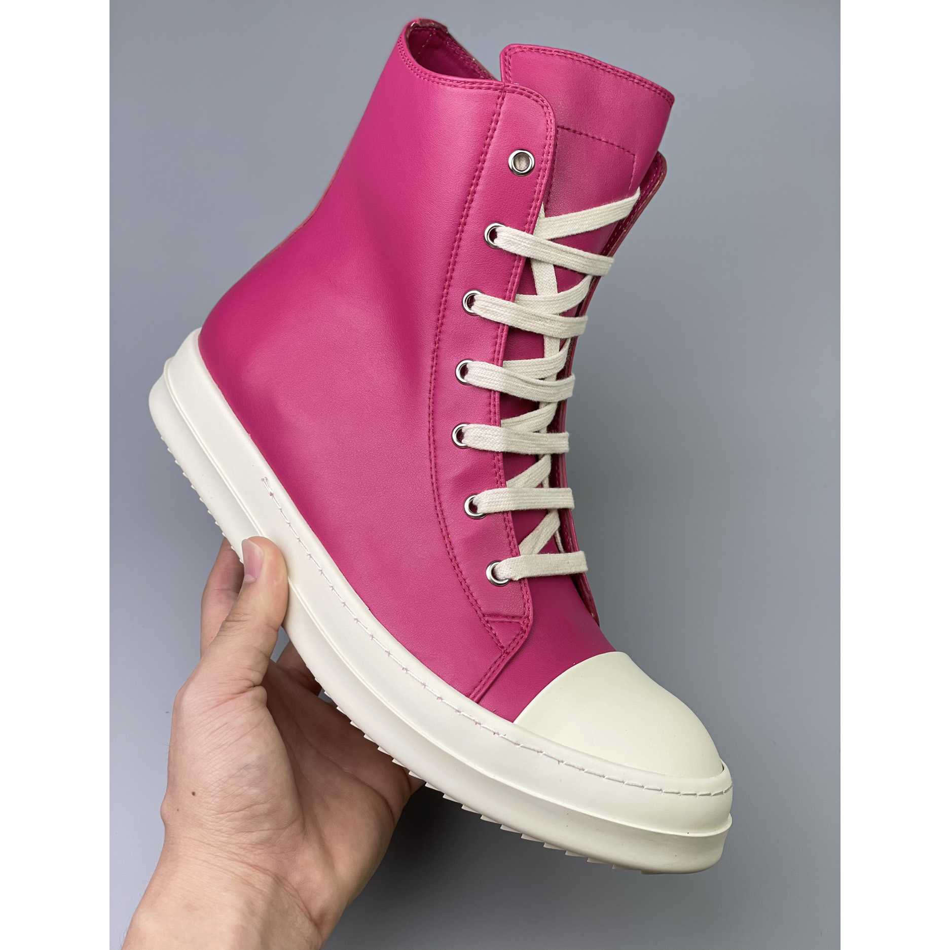 Rick Owens  Leather High Top Sneakers - DesignerGu