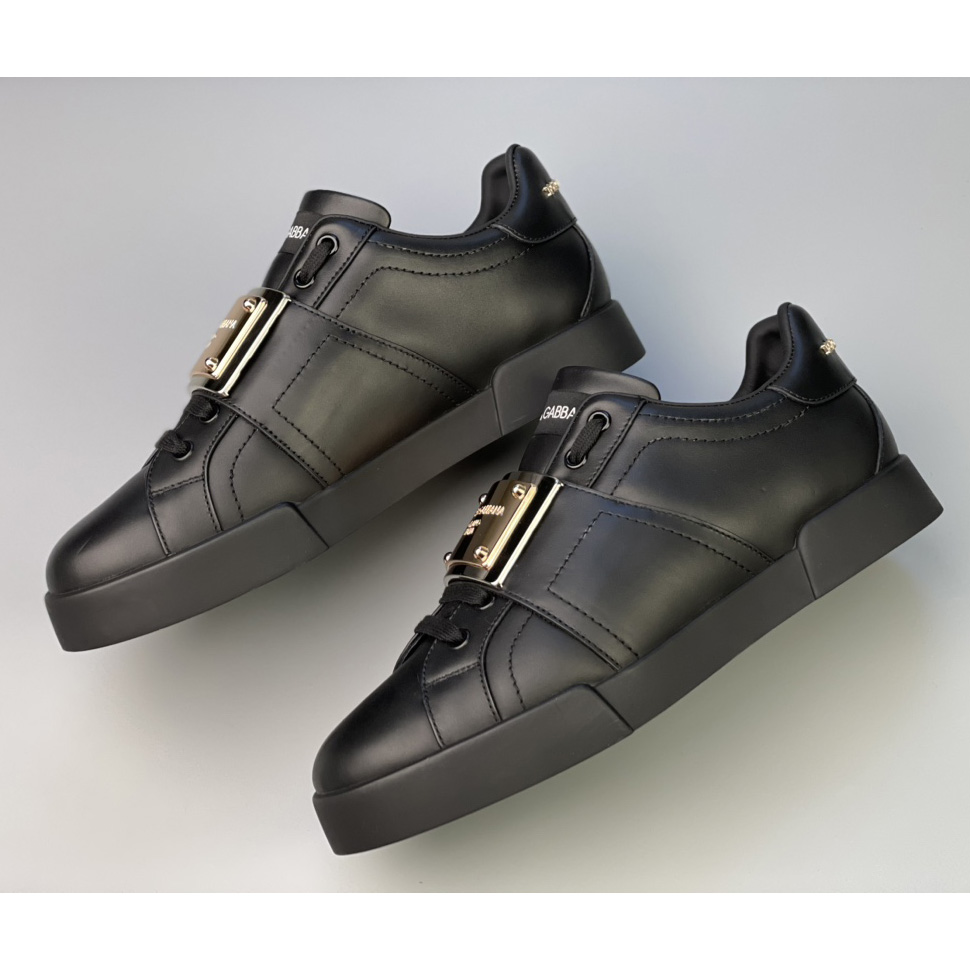 Dolce & Gabbana Calfskin Portofino Sneakers With Branded Tag - DesignerGu