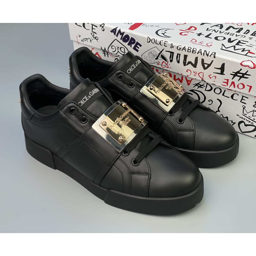 Dolce & Gabbana Calfskin Portofino Sneakers With Branded Tag - DesignerGu