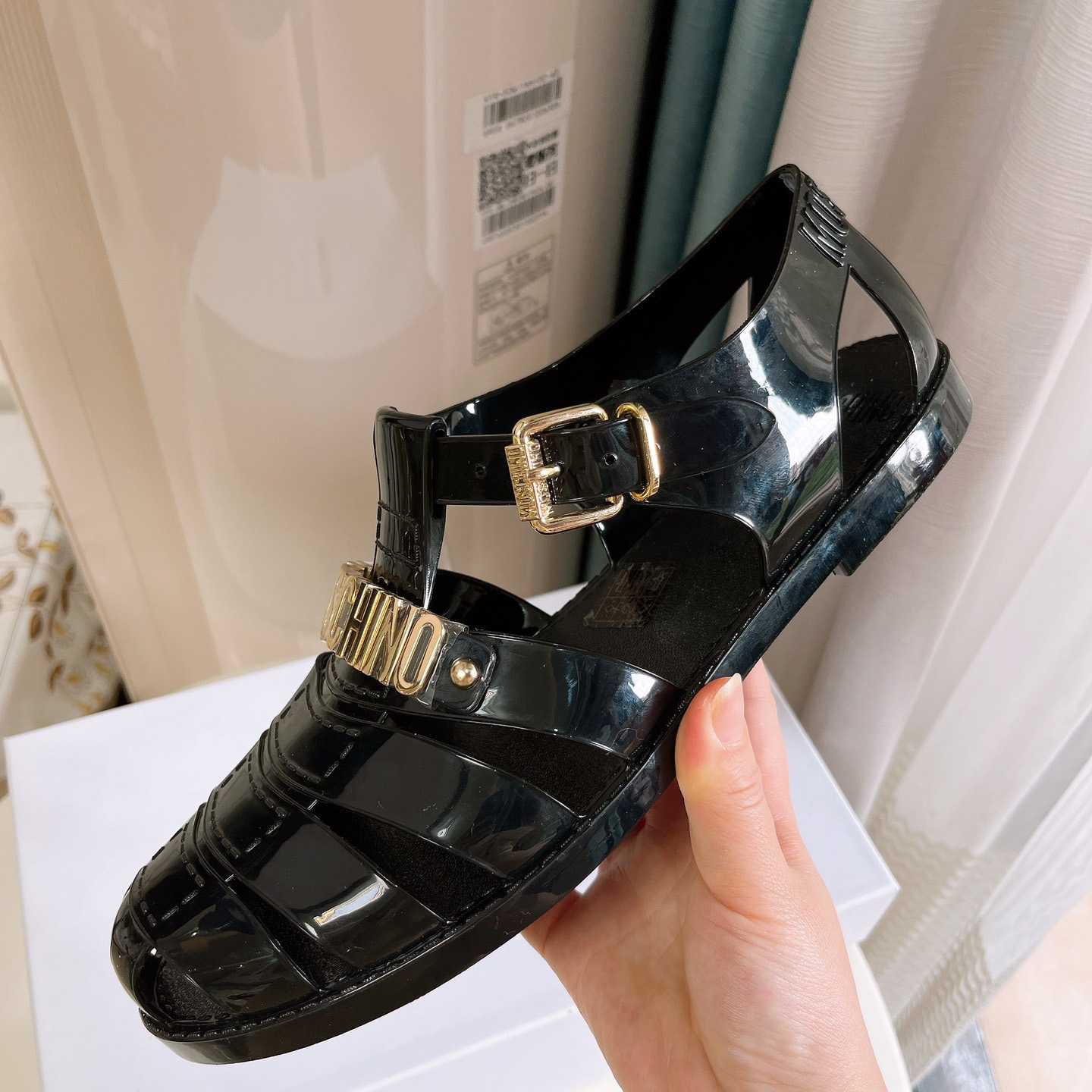 Moschino Logo-plaque Closed-Toe Sandals - DesignerGu