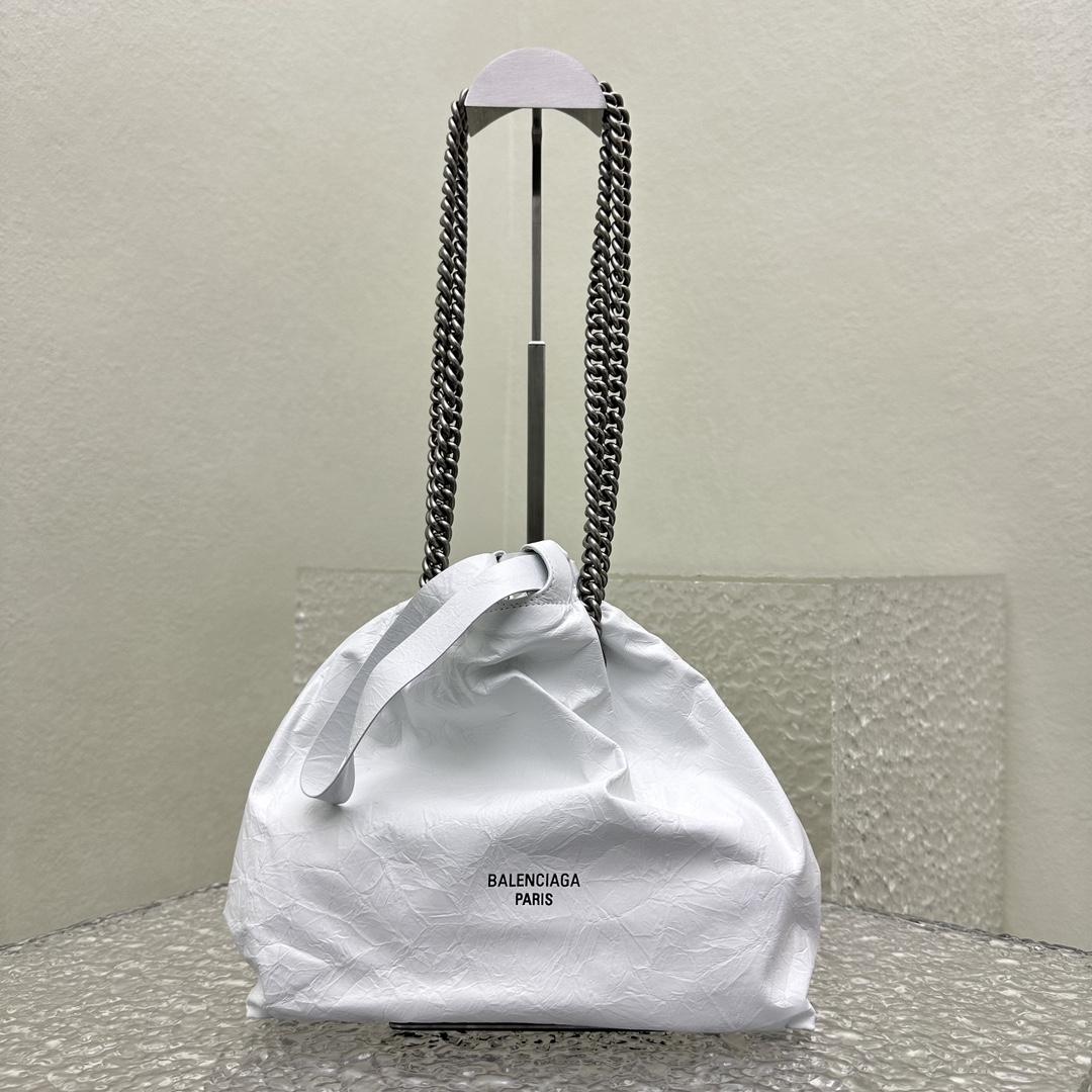 Balenciaga Women's Crush Small Tote Bag In Optic White - DesignerGu