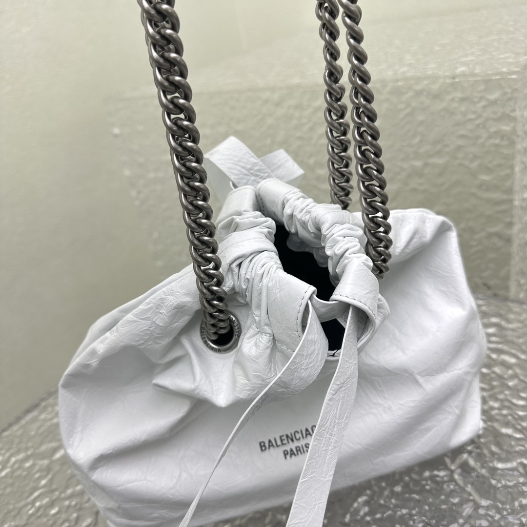 Balenciaga Women's Crush Small Tote Bag In Optic White - DesignerGu