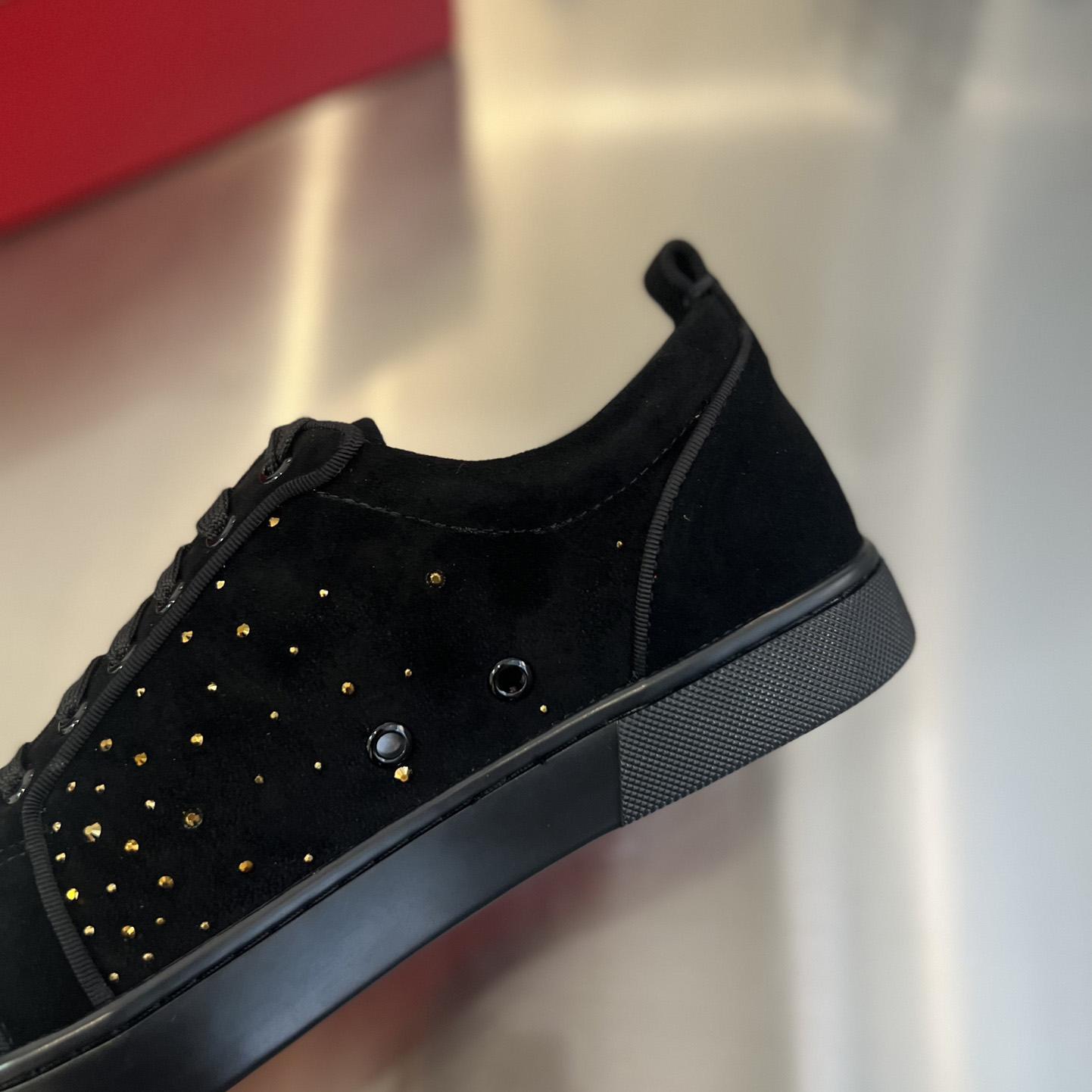 Christian Louboutin Men's Degralouis Junior Strass Flat Low-Top Sneakers - DesignerGu