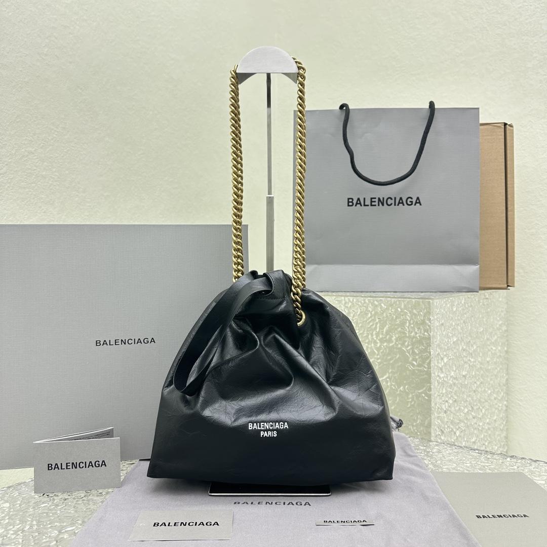 Balenciaga Women's Crush Small Tote Bag In Black - DesignerGu