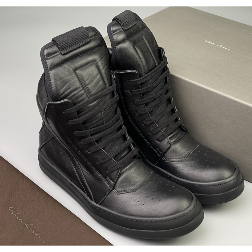 Rick Owens Leather High Top Sneakers - DesignerGu