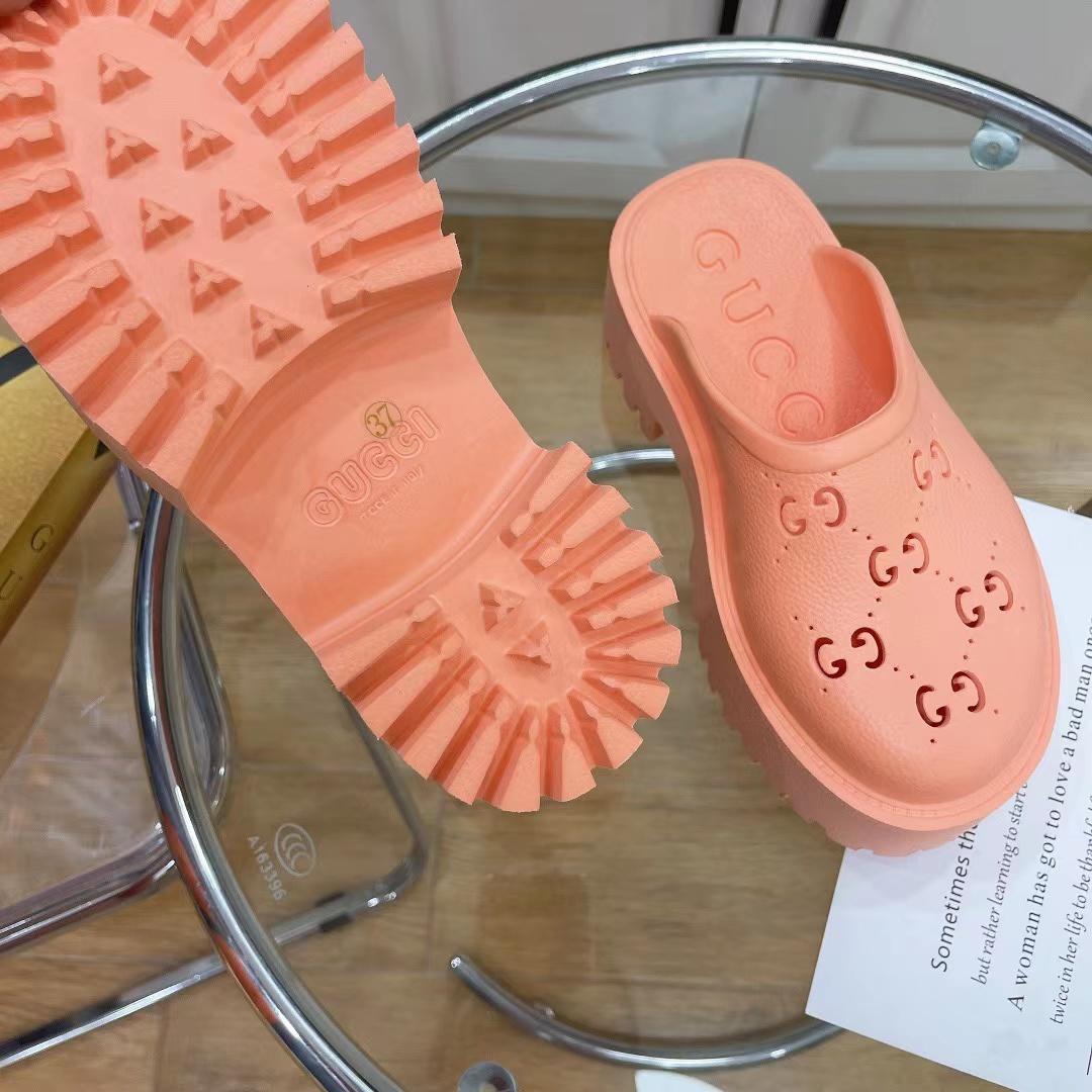 Gucci Pink Rubber Mules - DesignerGu