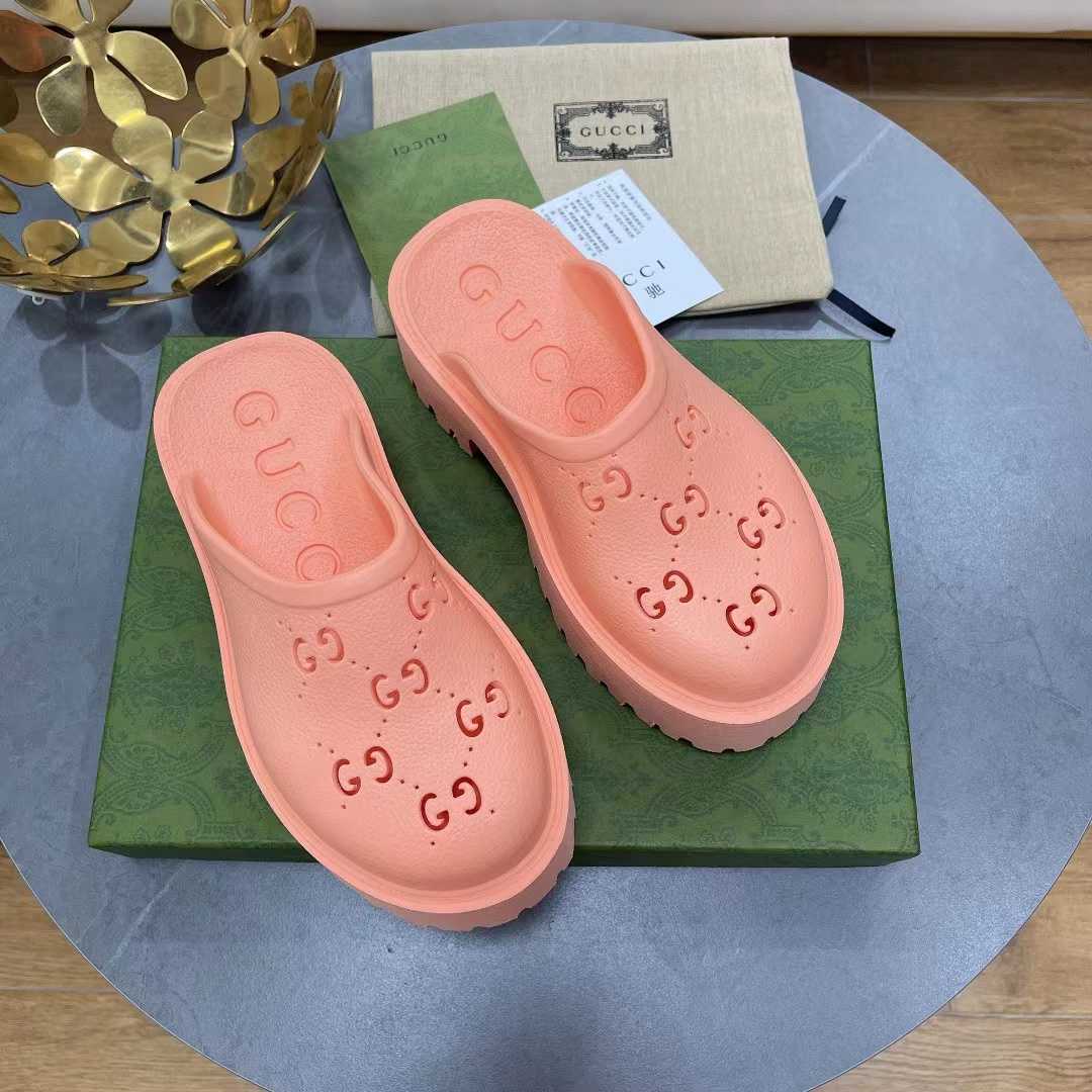 Gucci Pink Rubber Mules - DesignerGu