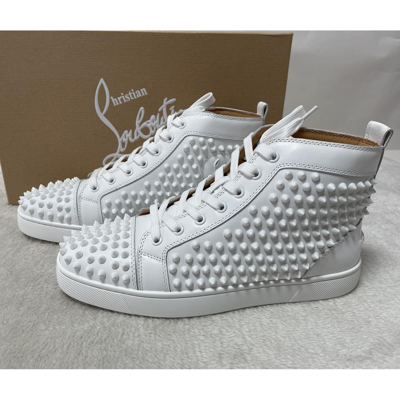 Christian Louboutin Louis Spikes Sneakers - Calf leather And Spikes - White - DesignerGu