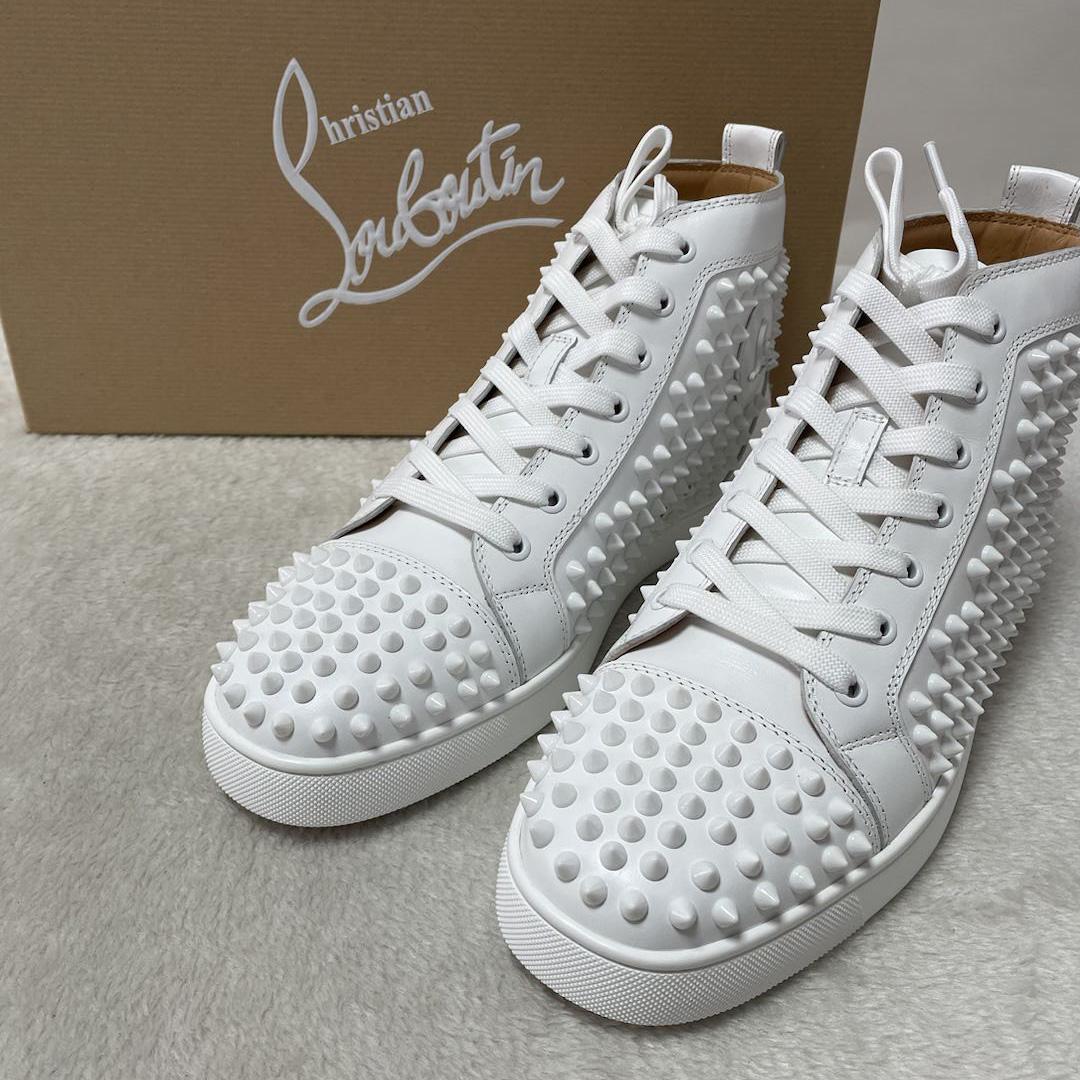 Christian Louboutin Louis Spikes Sneakers - Calf leather And Spikes - White - DesignerGu