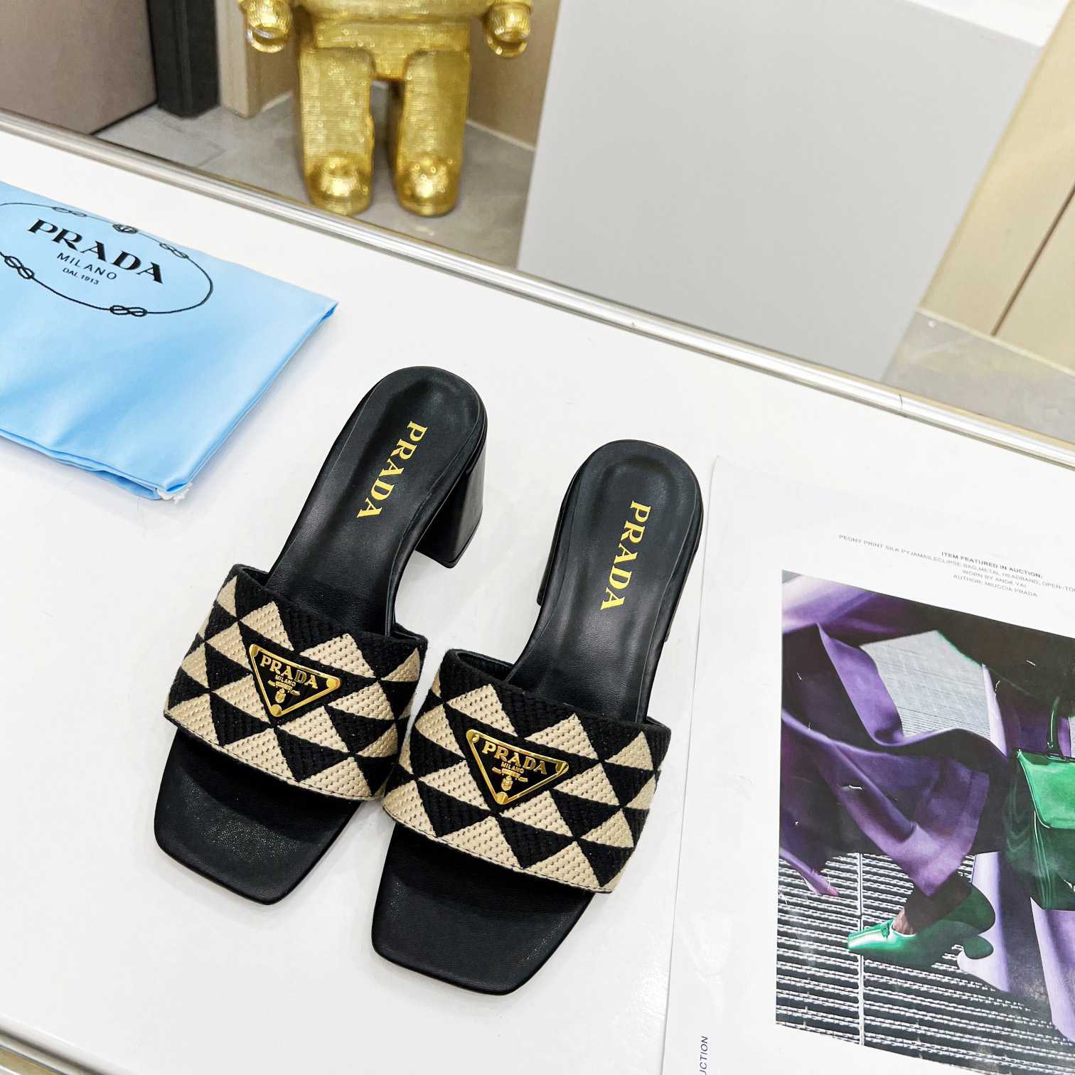 Prada Embroidered Fabric Sandals - DesignerGu