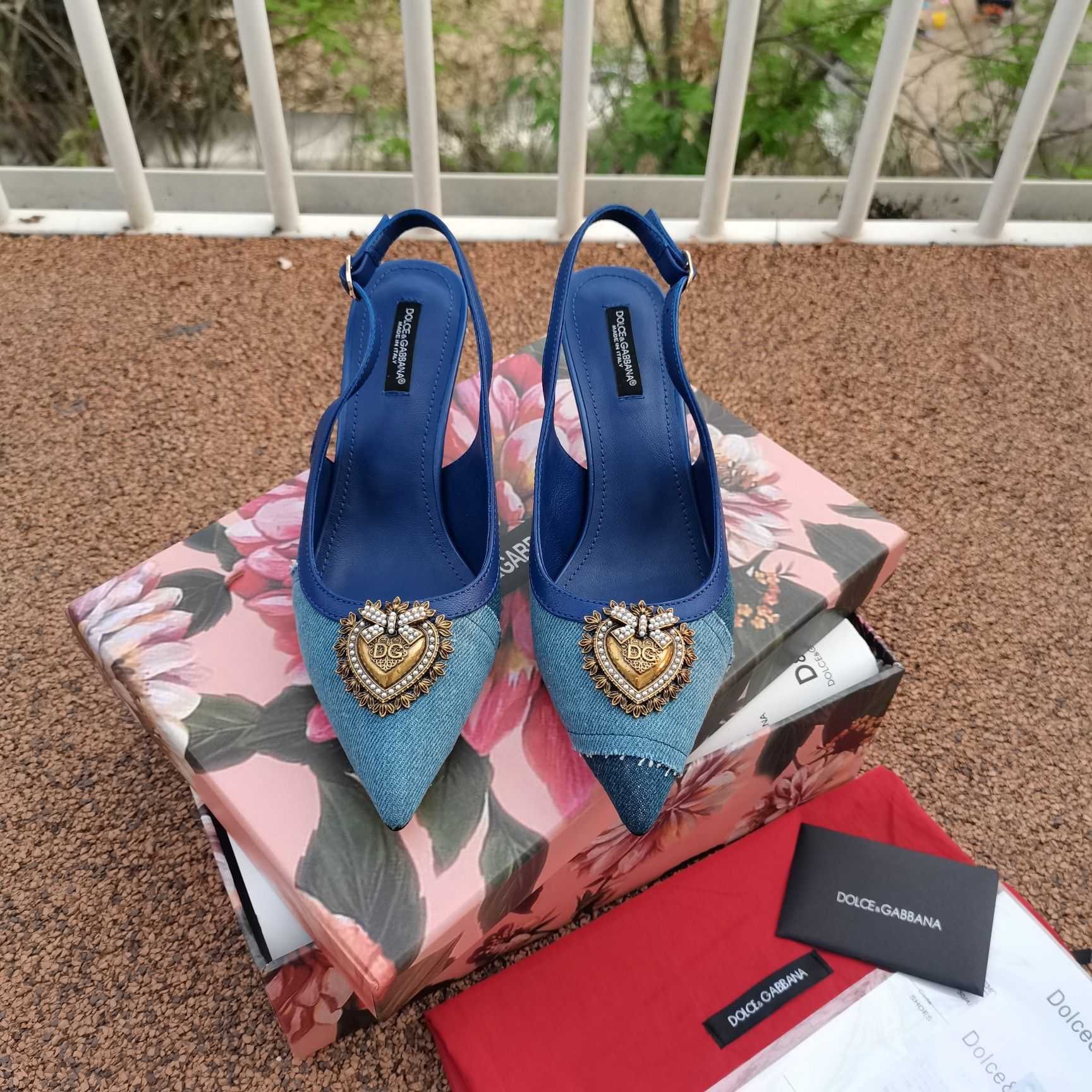 Dolce & Gabbana Devotion Slingbacks In Patchwork Denim - DesignerGu