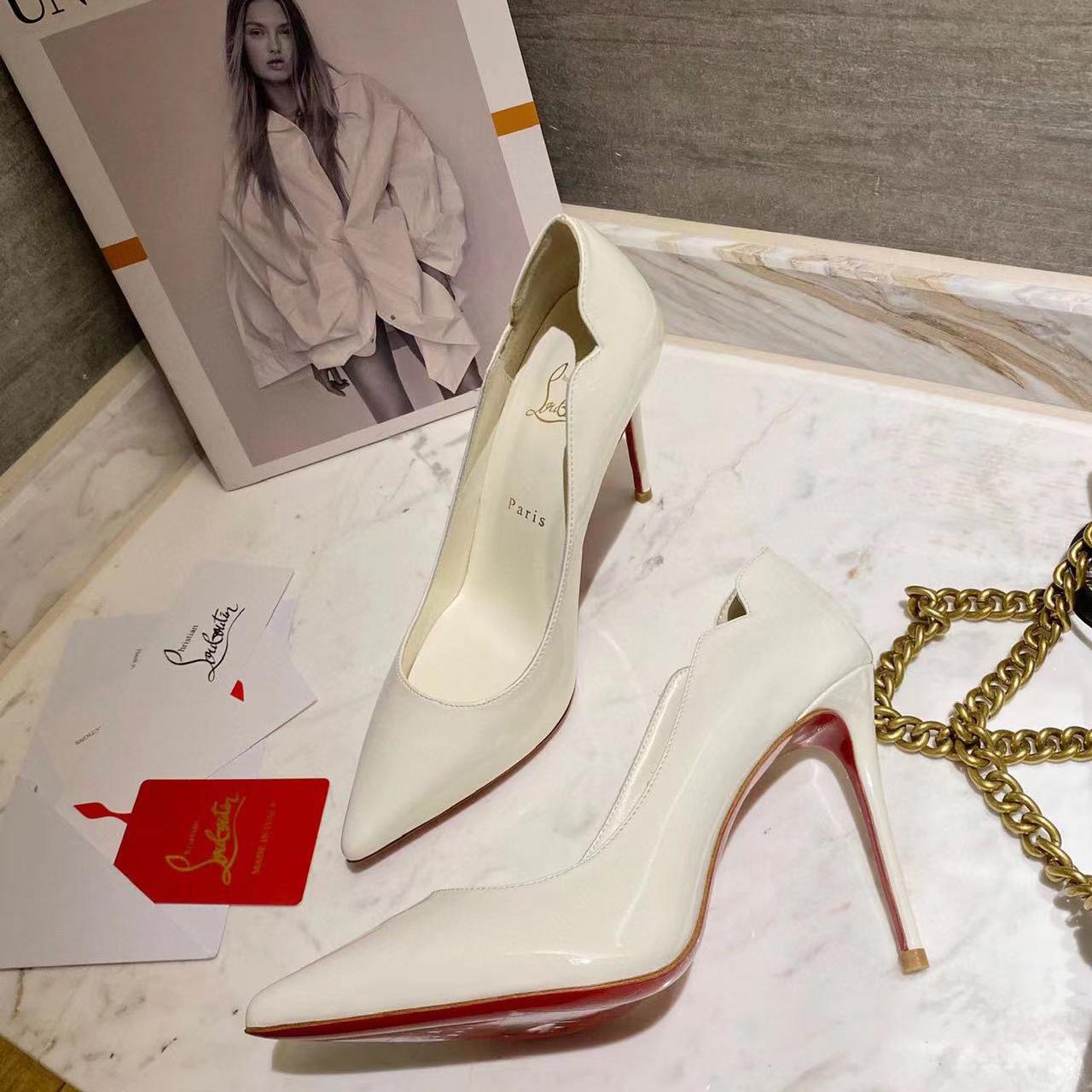 Christian Louboutin White Hot Chick 100mm Heels - DesignerGu