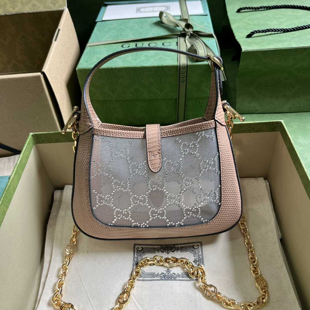 Gucci Jackie 1961 Mini Crystal GG Lizard Bag  (19x13x3cm) - DesignerGu