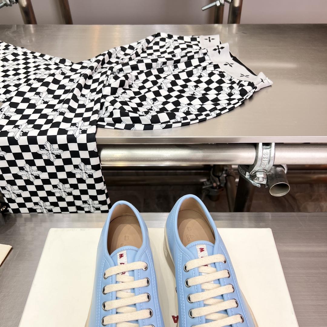 Marni Light blue Nappa Leather Pablo Lace-up Sneaker - DesignerGu