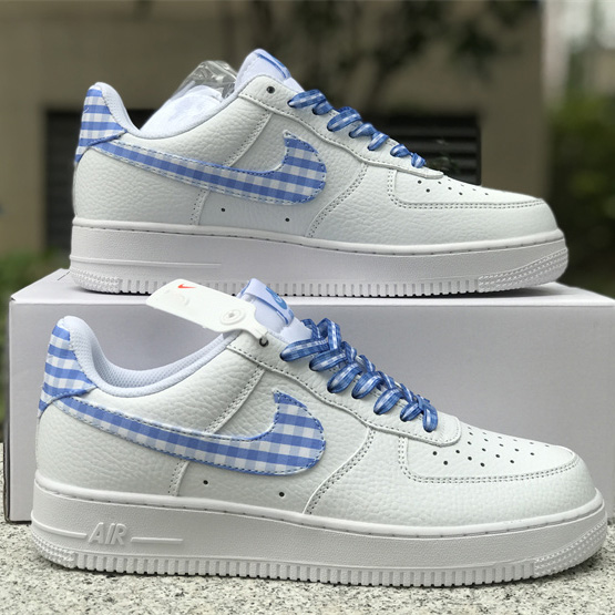 Nike Air Force 1 Low 'Blue Gingham' Sneaker       DZ2784-100 - DesignerGu