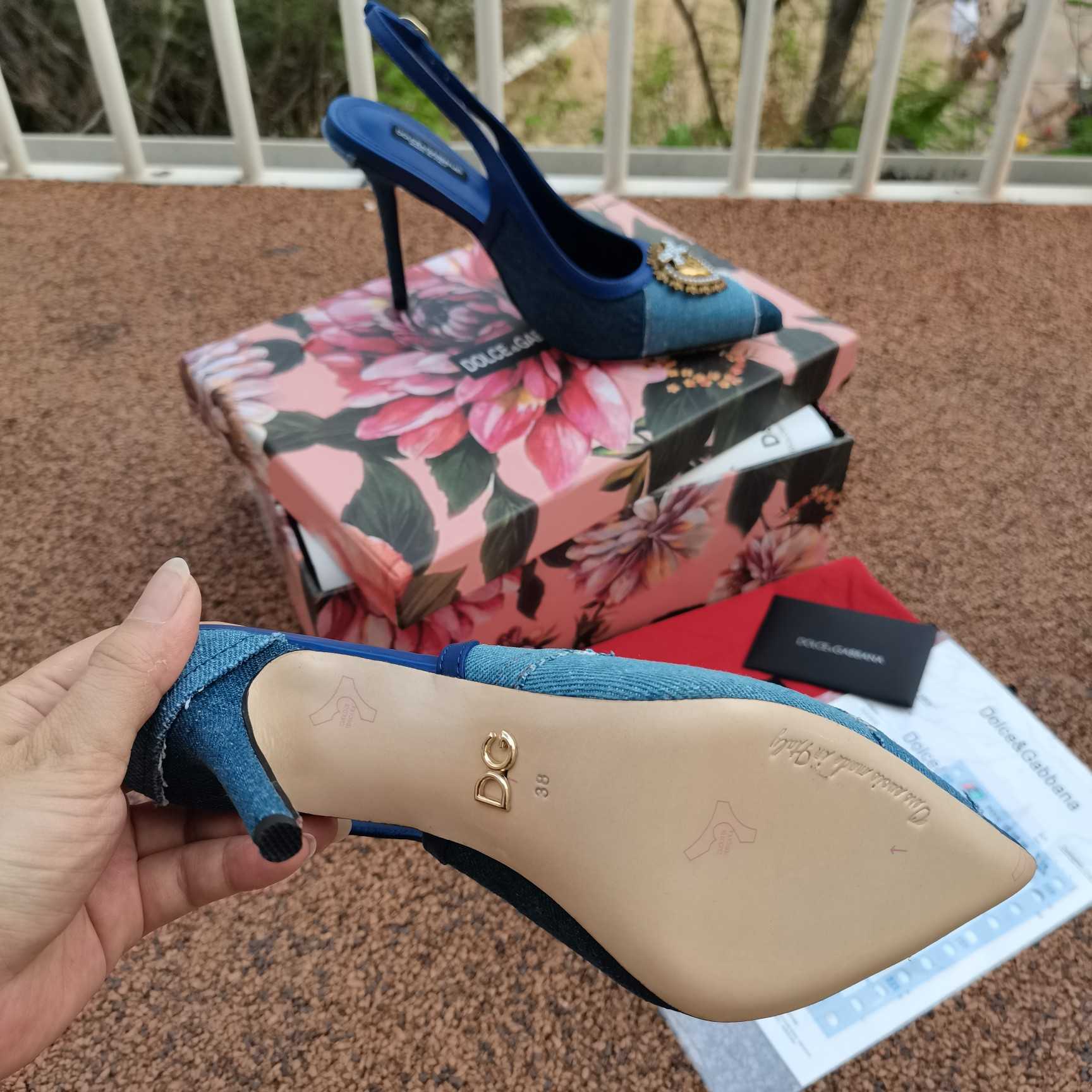 Dolce & Gabbana Devotion Slingbacks In Patchwork Denim - DesignerGu