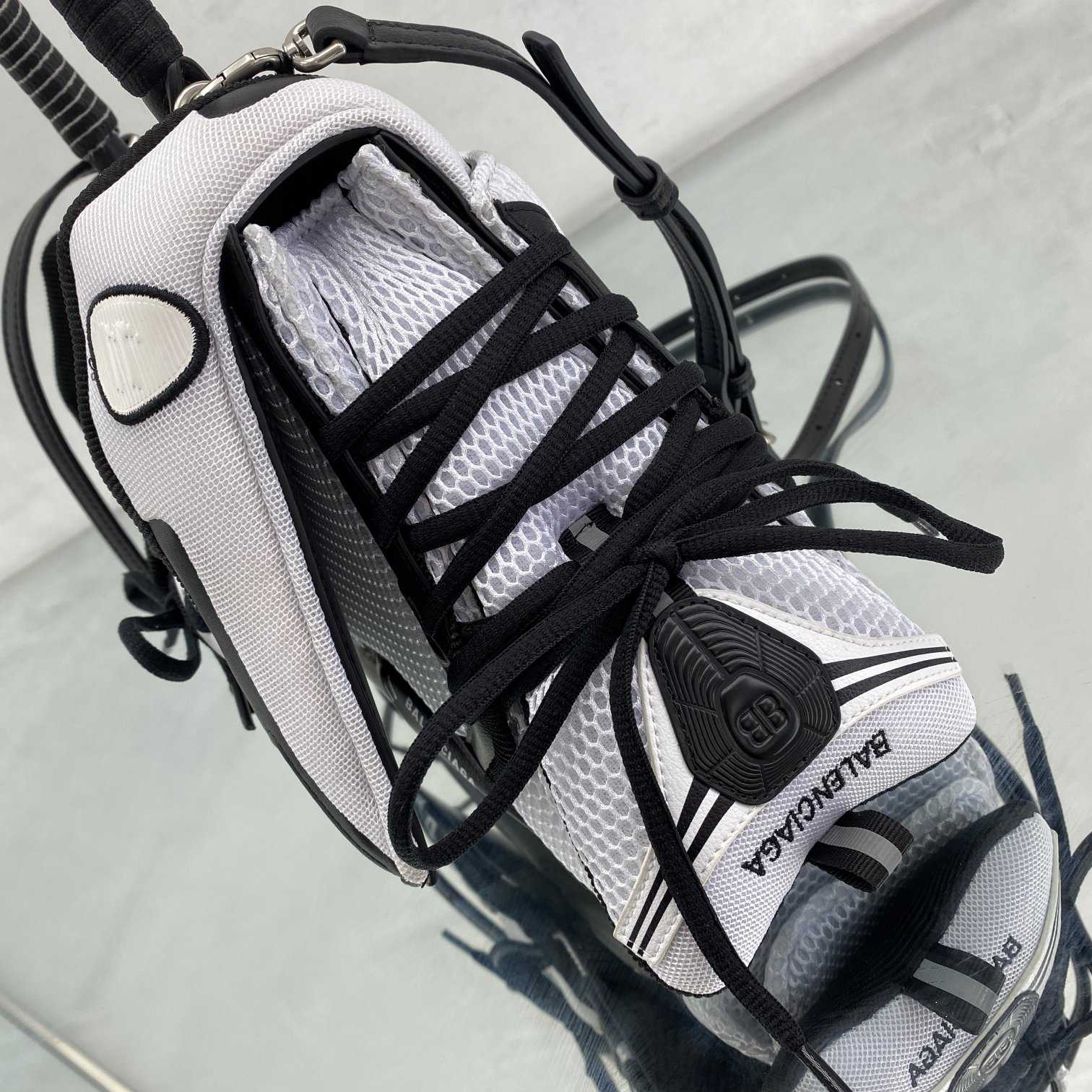 Balenciaga SneakerHead Medium Handbag In White/black - DesignerGu