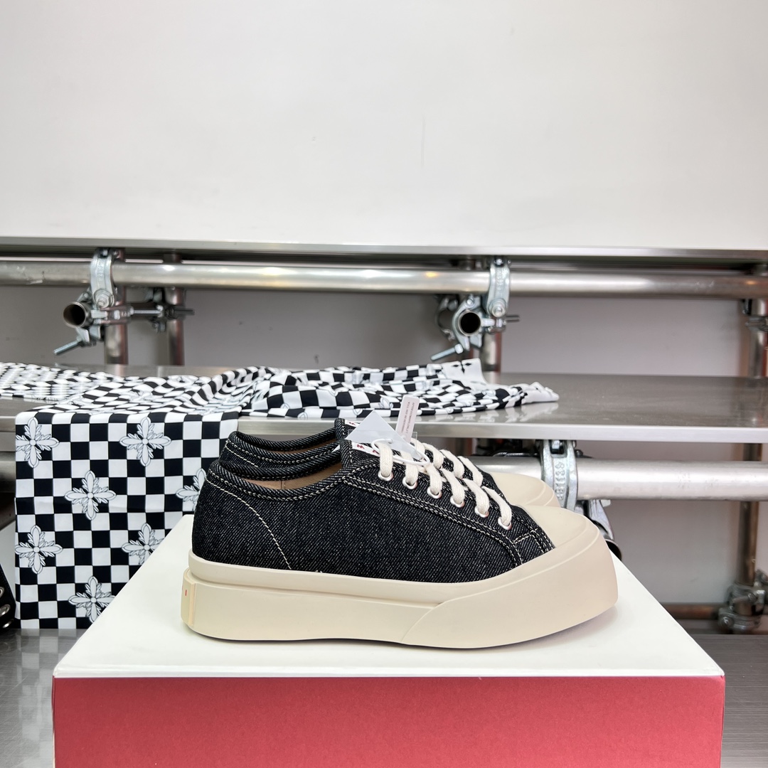 Marni Black Denim Pablo Lace-up Sneaker - DesignerGu
